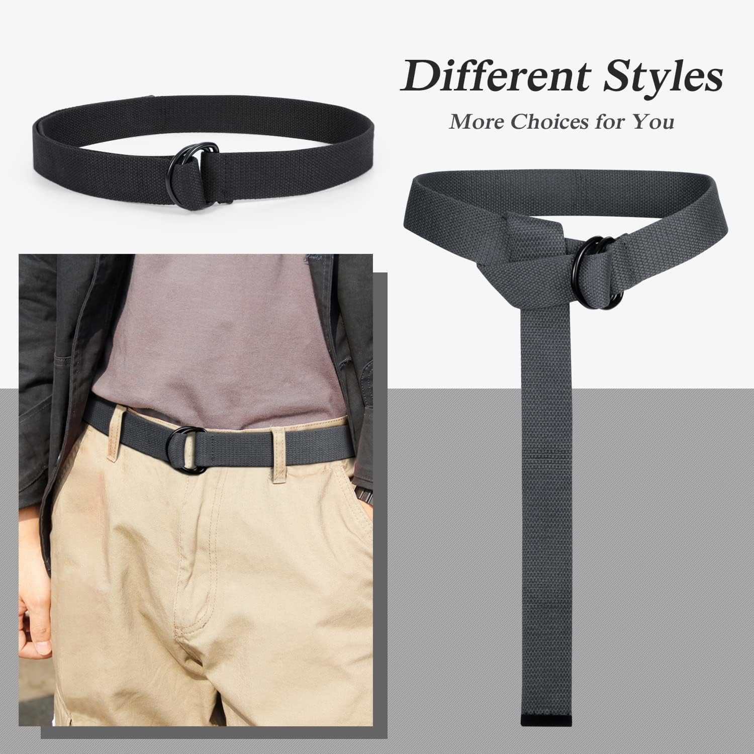Double D-ring Design Canvas Belt For Men Women