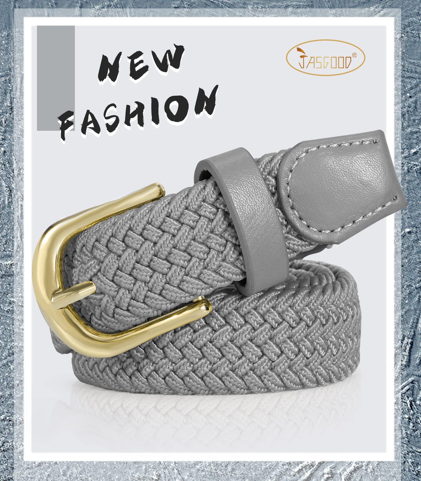 2-Pack Elastic Woven Stretch Fabric Braided Belts for Women