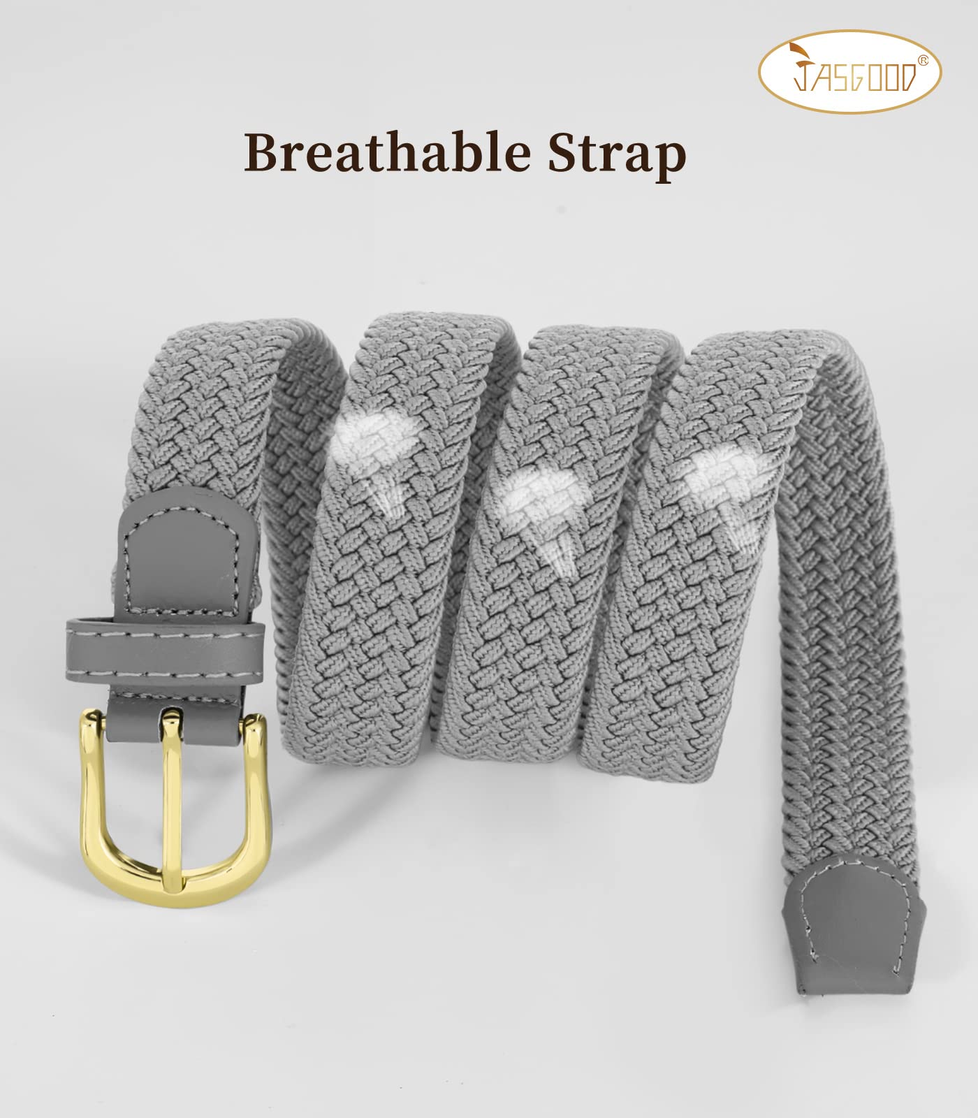 2-Pack Elastic Woven Stretch Fabric Braided Belts for Women