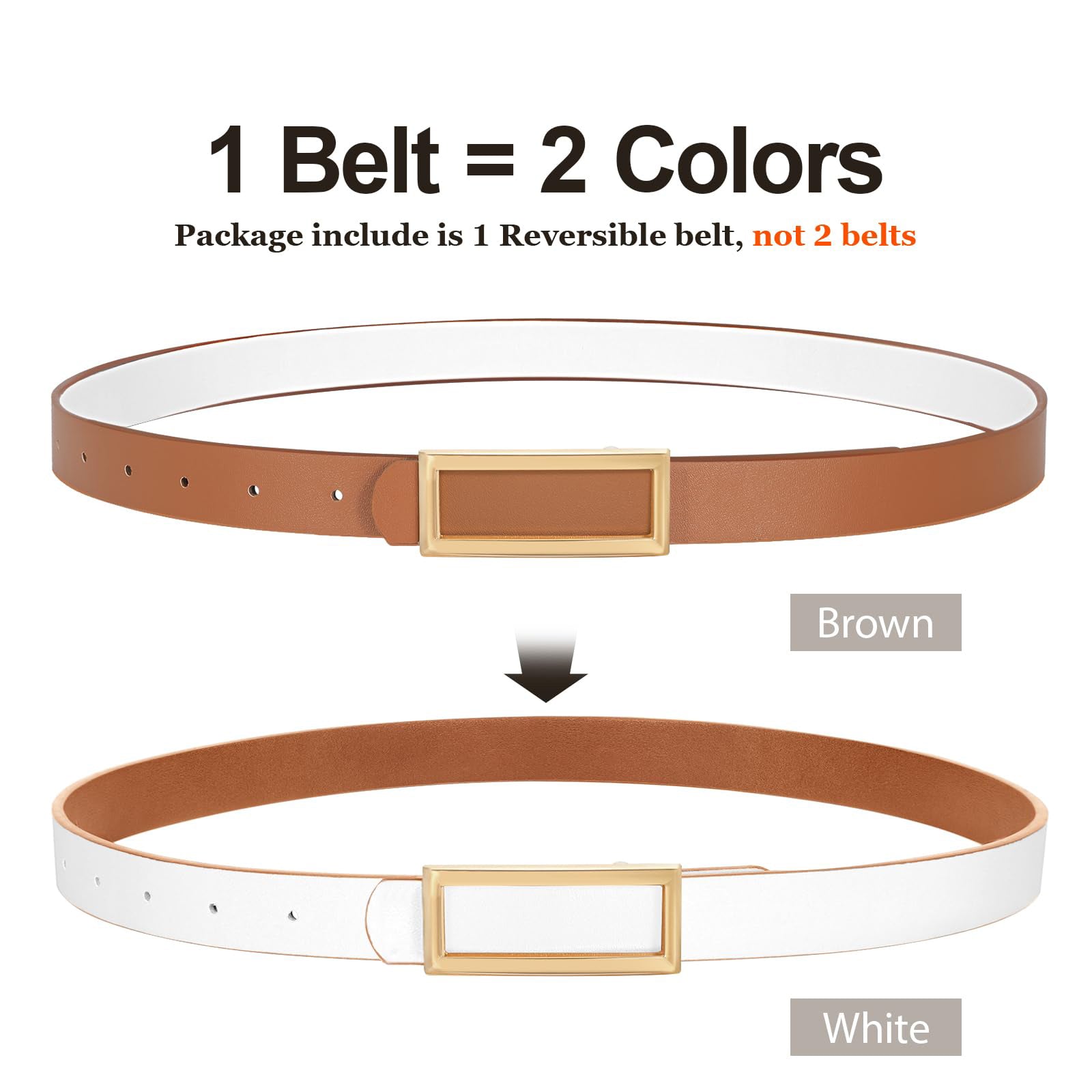 Reversible Waist Belt with Square Buckle