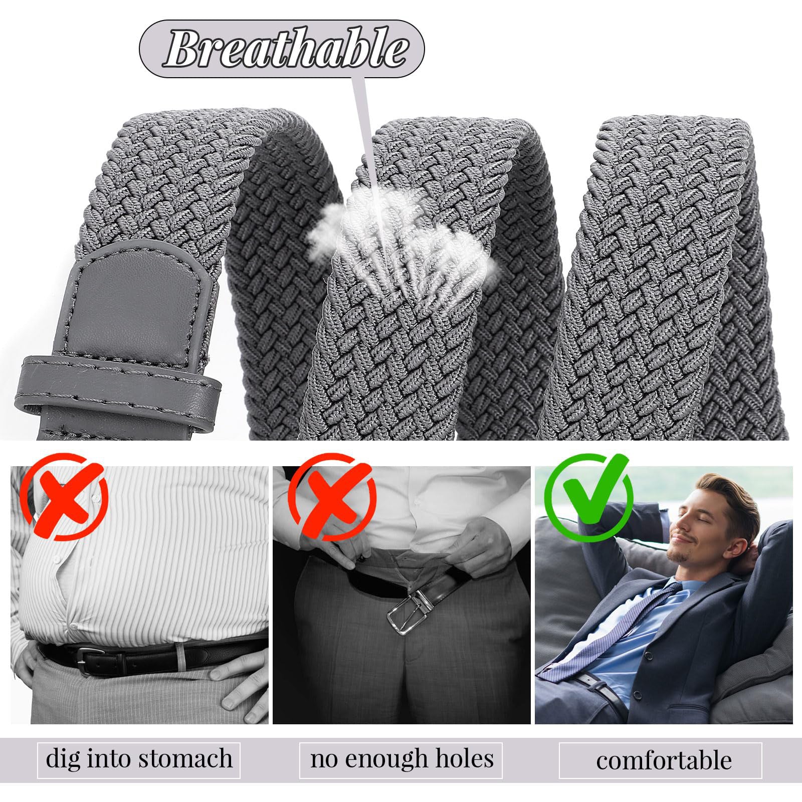 Women Men Woven Elastic Stretch Braided Waist Belt