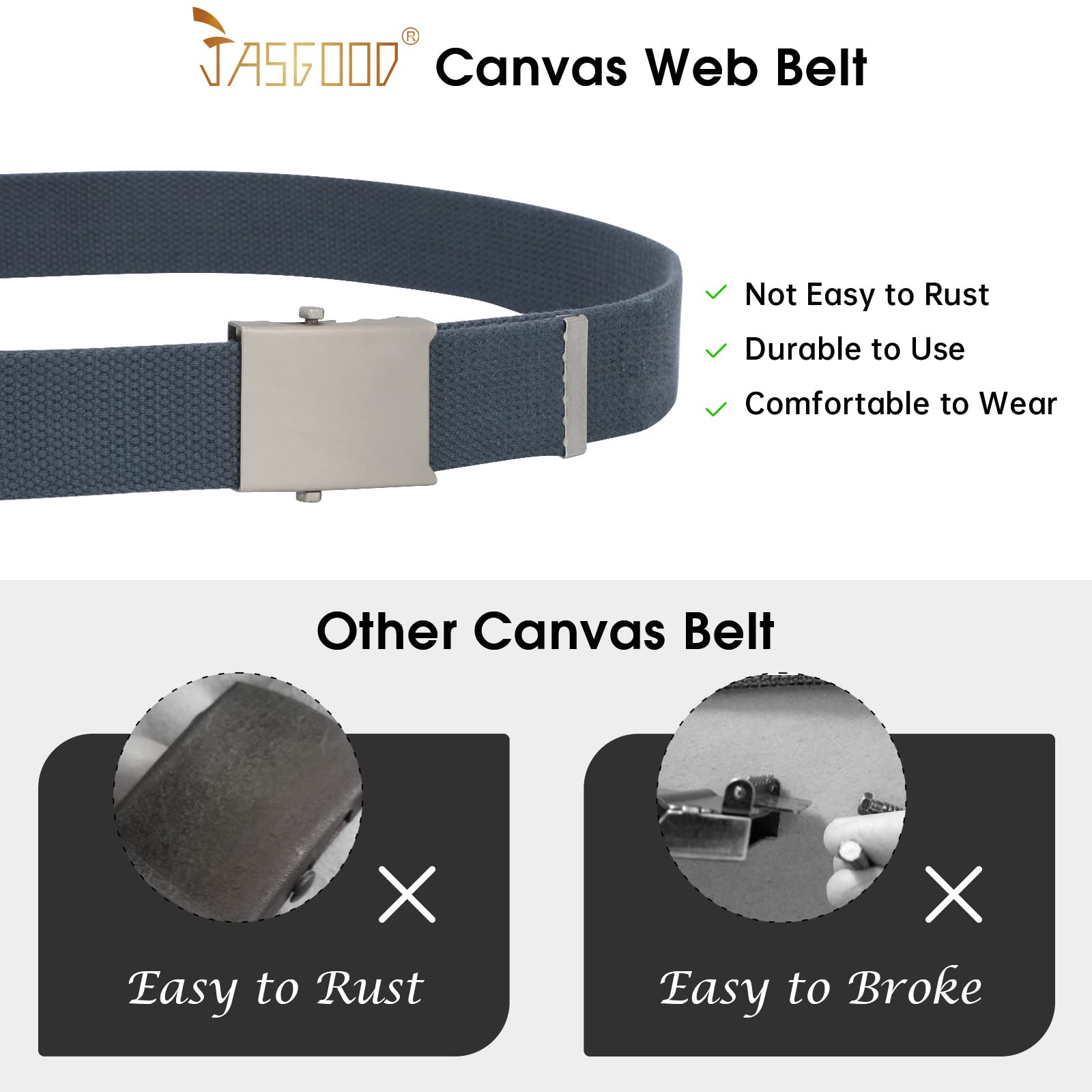 2 Pack Canvas Web Belt with Metal Buckle