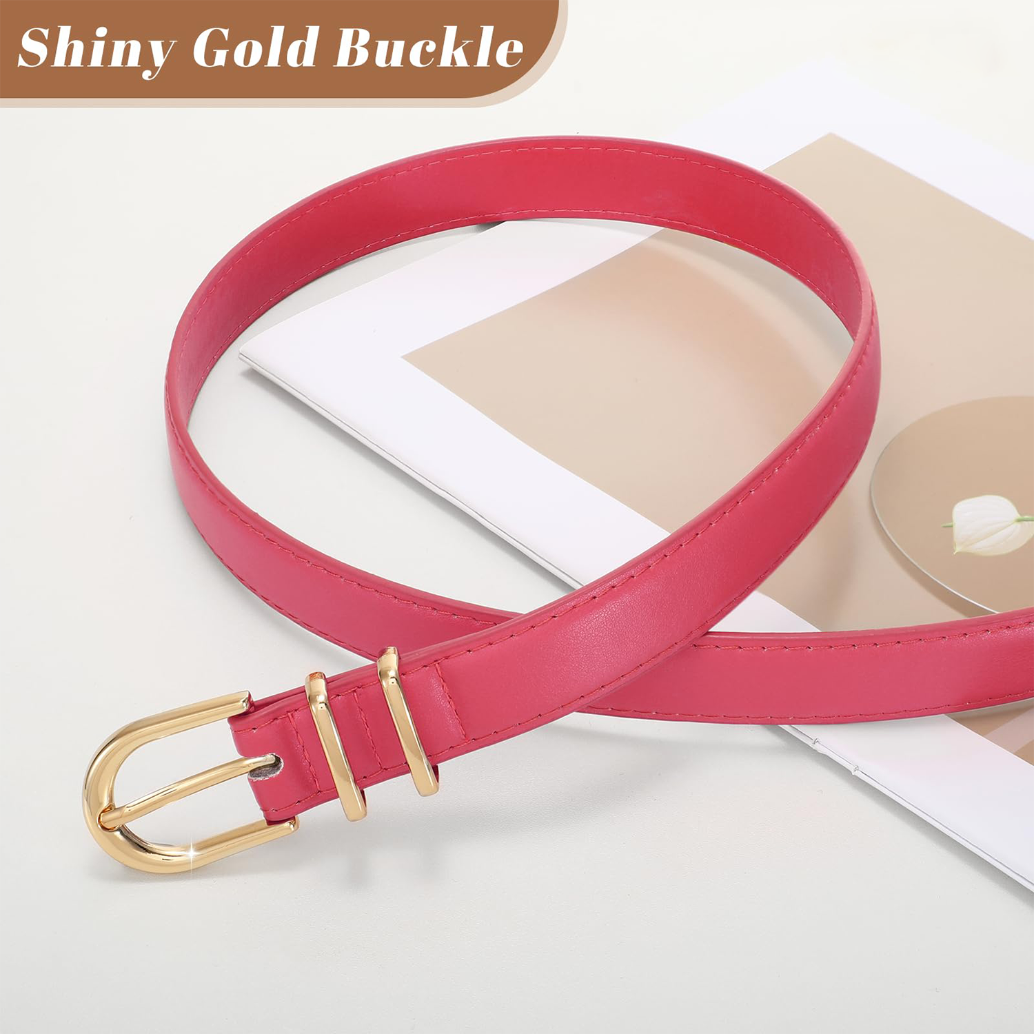 Women Skinny Vegan Leather Belt for Jeans