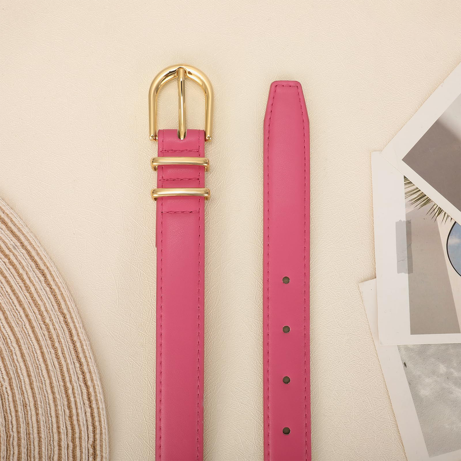 Women Skinny Vegan Leather Belt for Jeans