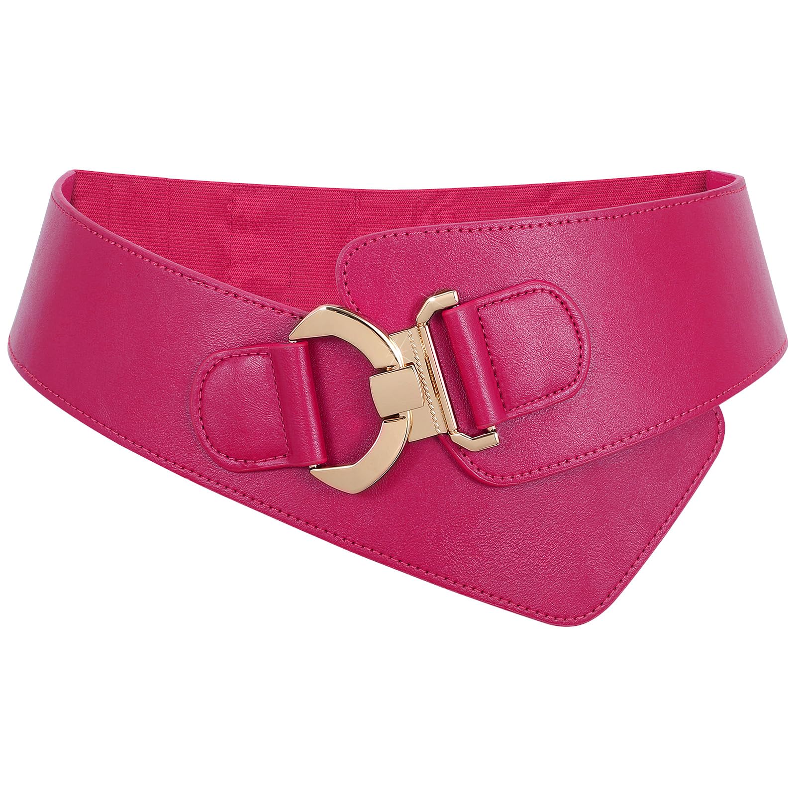 Gold Interlock Buckle Elastic Wide Belt