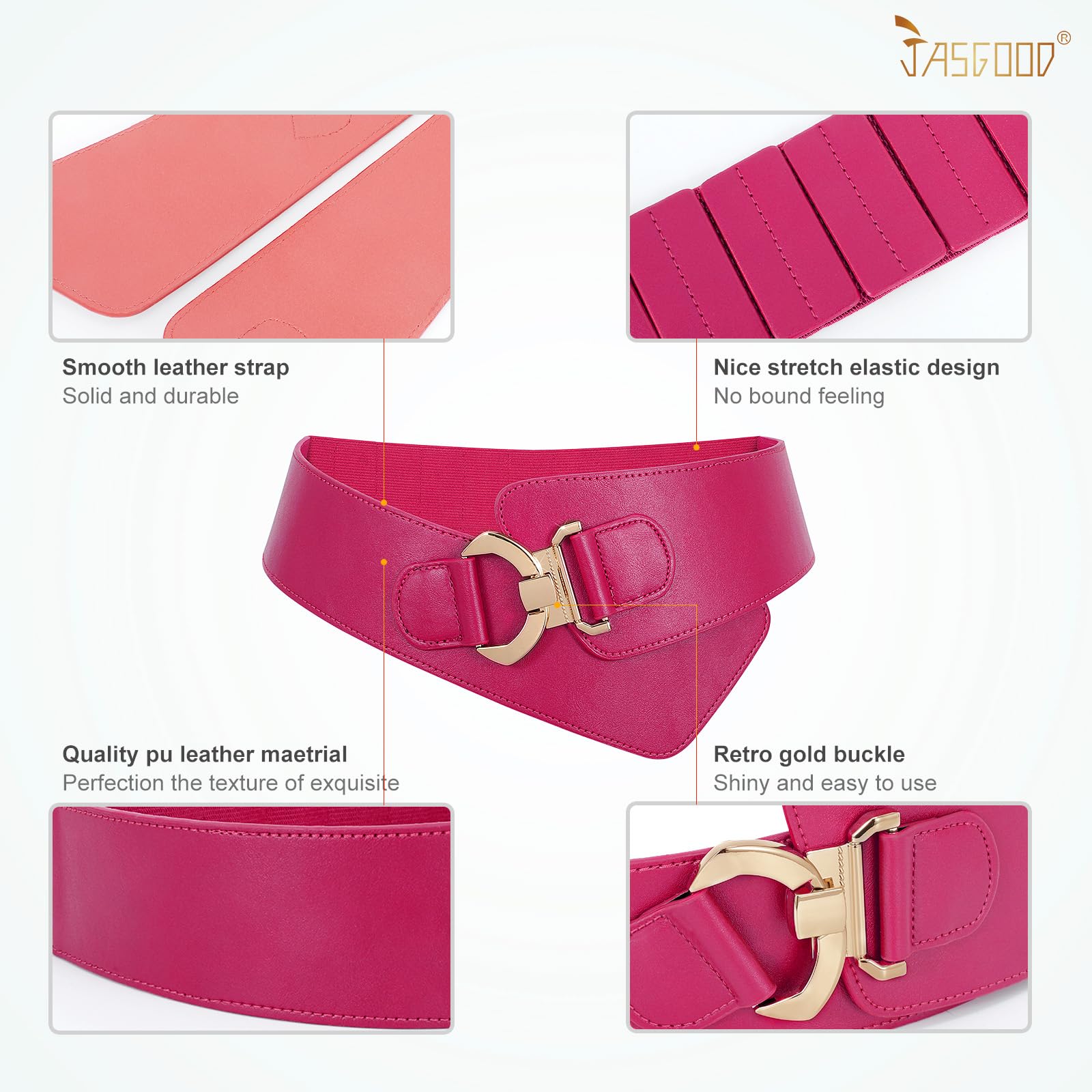 Gold Interlock Buckle Elastic Wide Belt