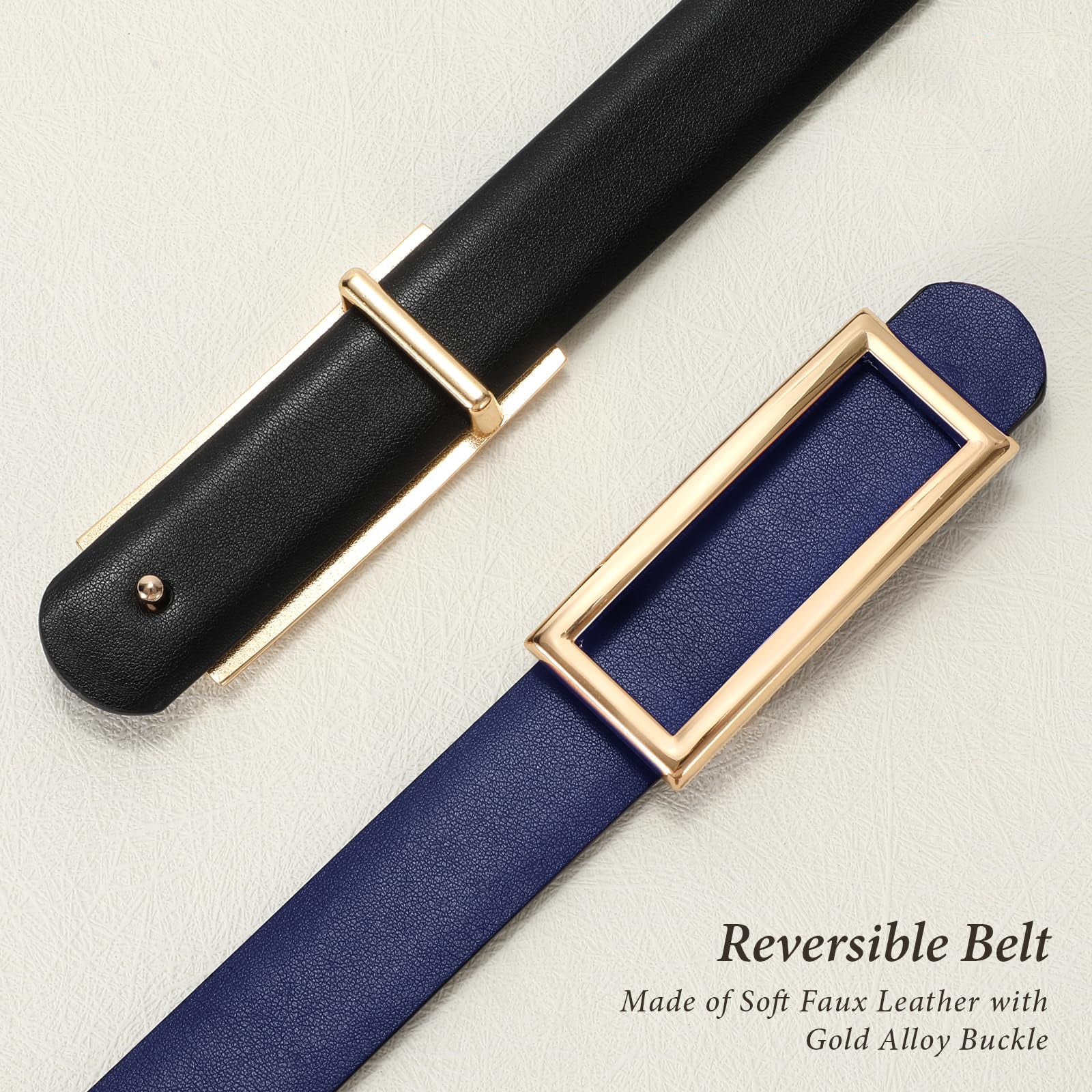 Reversible Waist Belt with Square Buckle