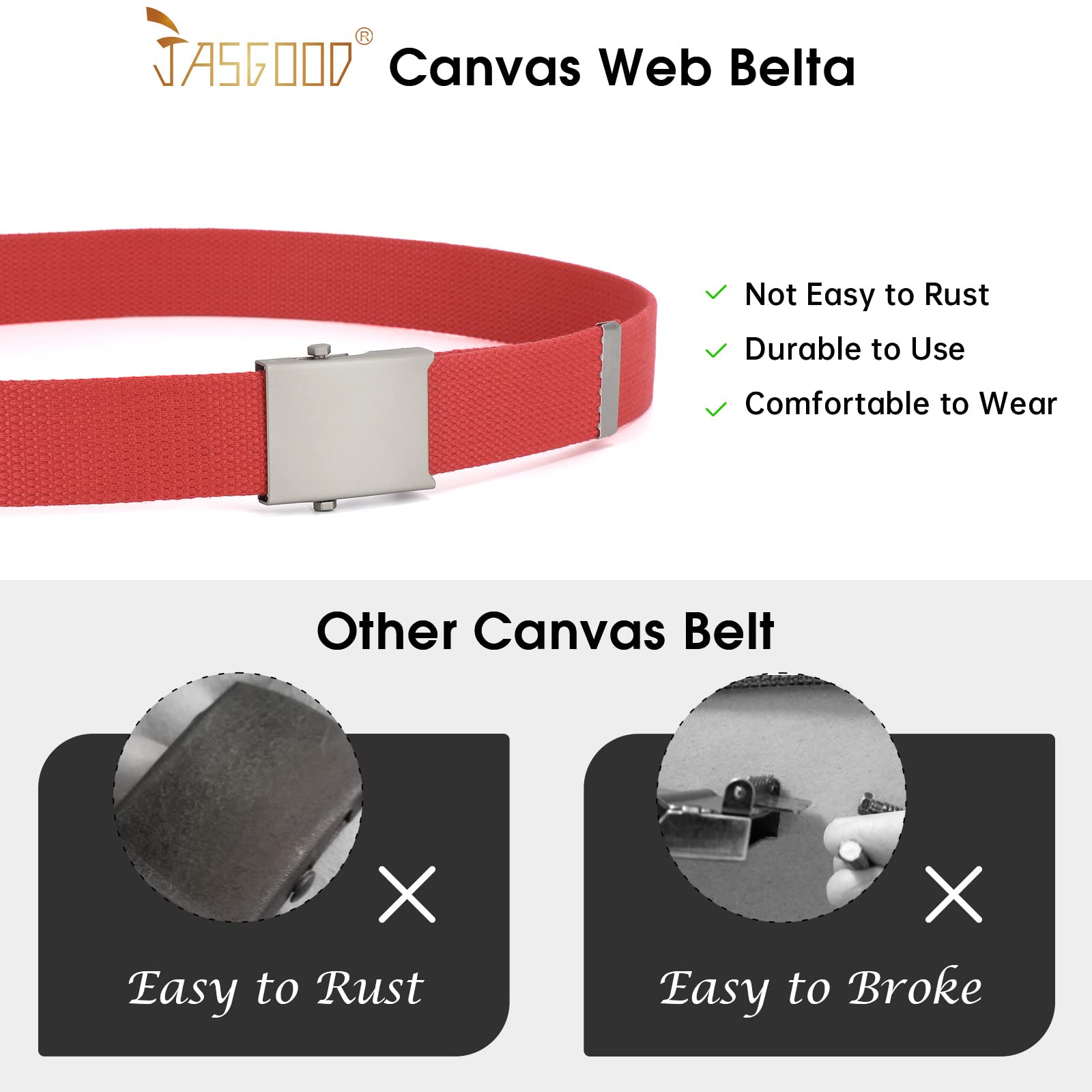 2 Pack Canvas Web Belt with Metal Buckle