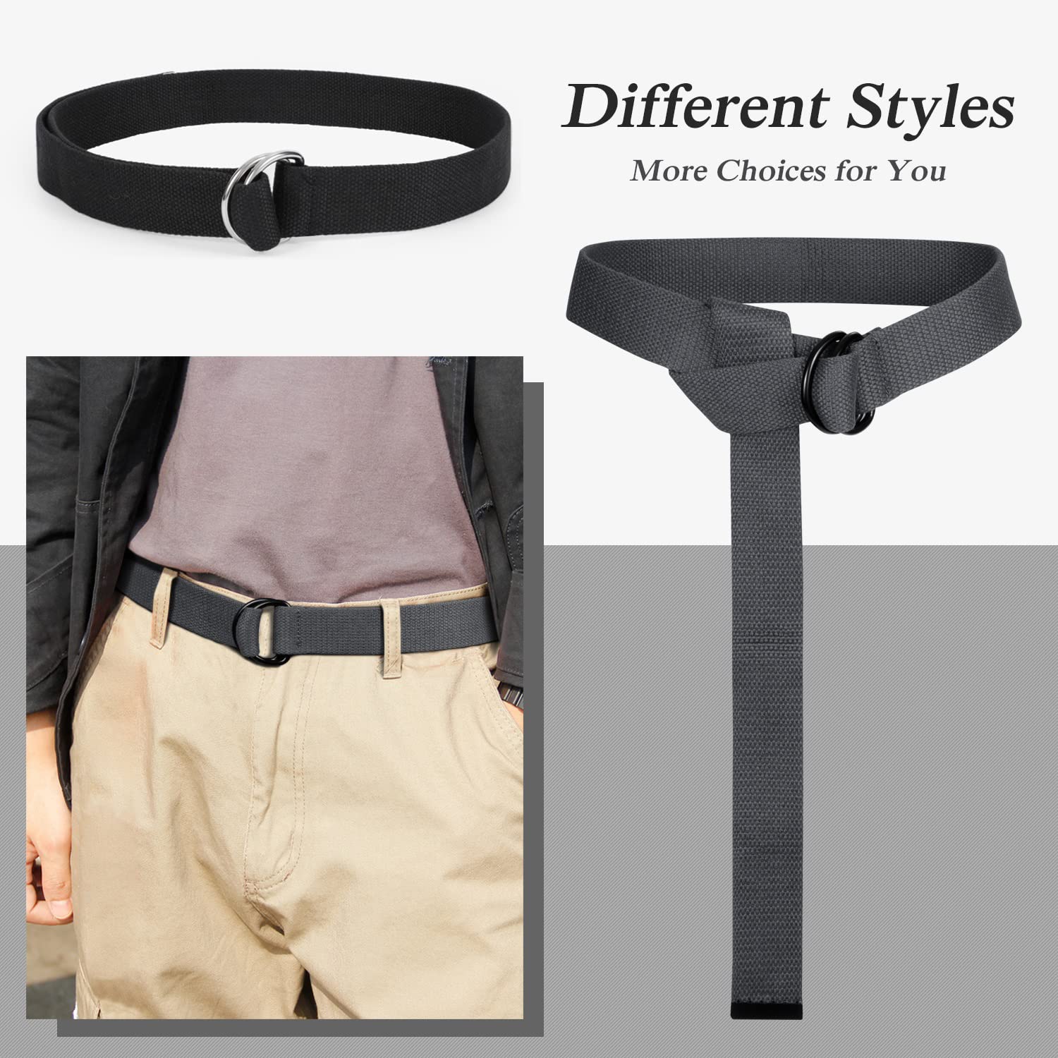 Double D-ring Design Canvas Belt For Men Women