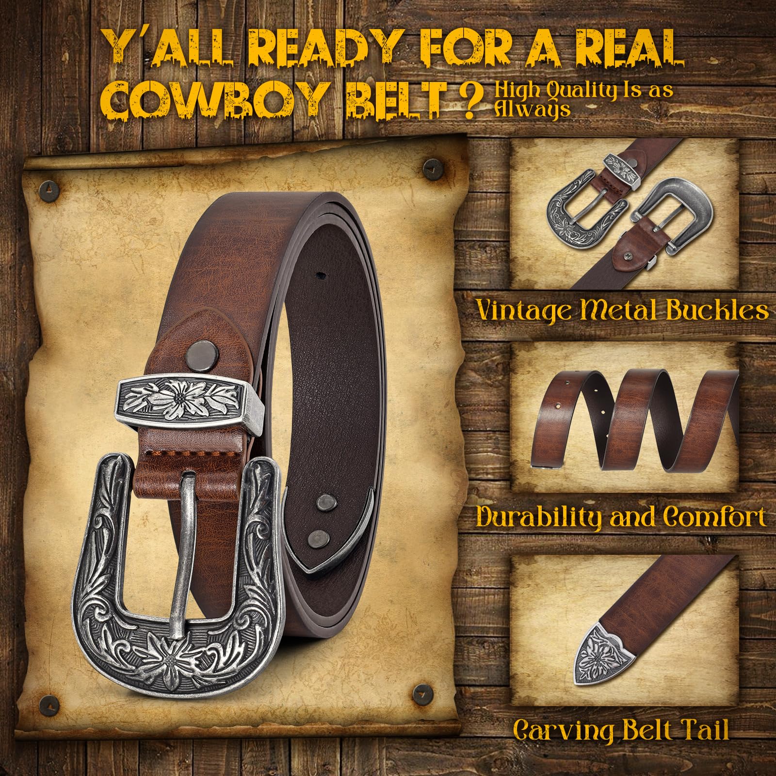 Vintage Western Design Belt for Pants Jeans Dresses - JASGOOD OFFICIAL