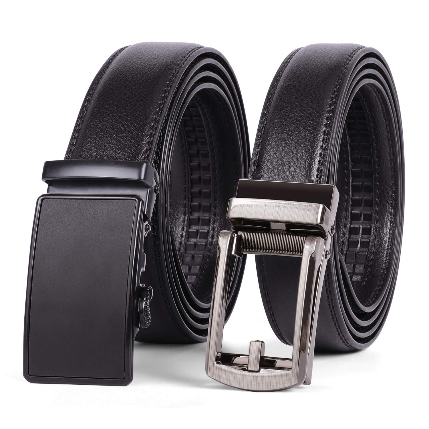 2-Pack Classic Ratchet Sliding Belt With Automatic Buckle 1.35"Width