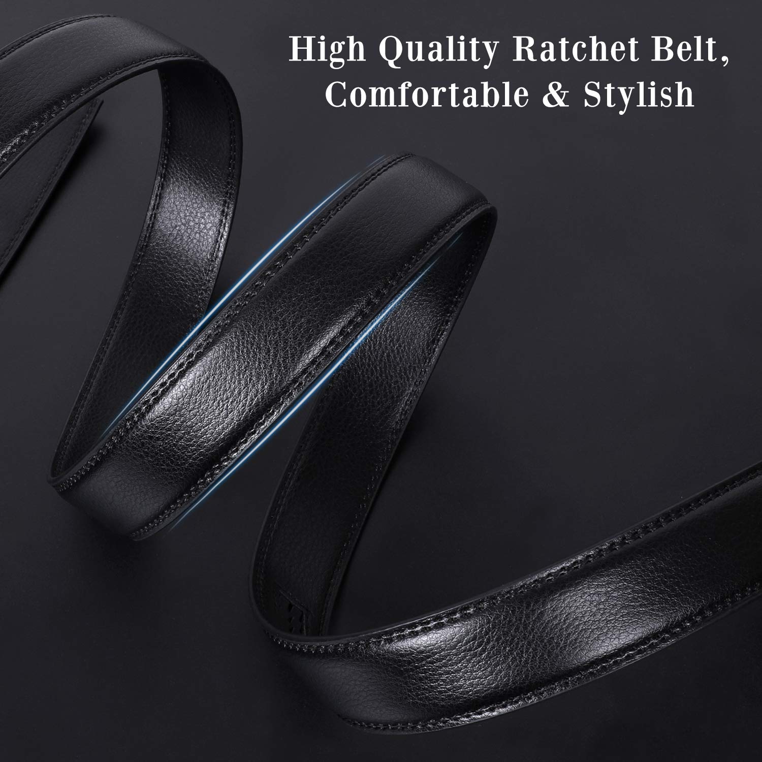 2-Pack Classic Ratchet Sliding Belt With Automatic Buckle 1.35"Width