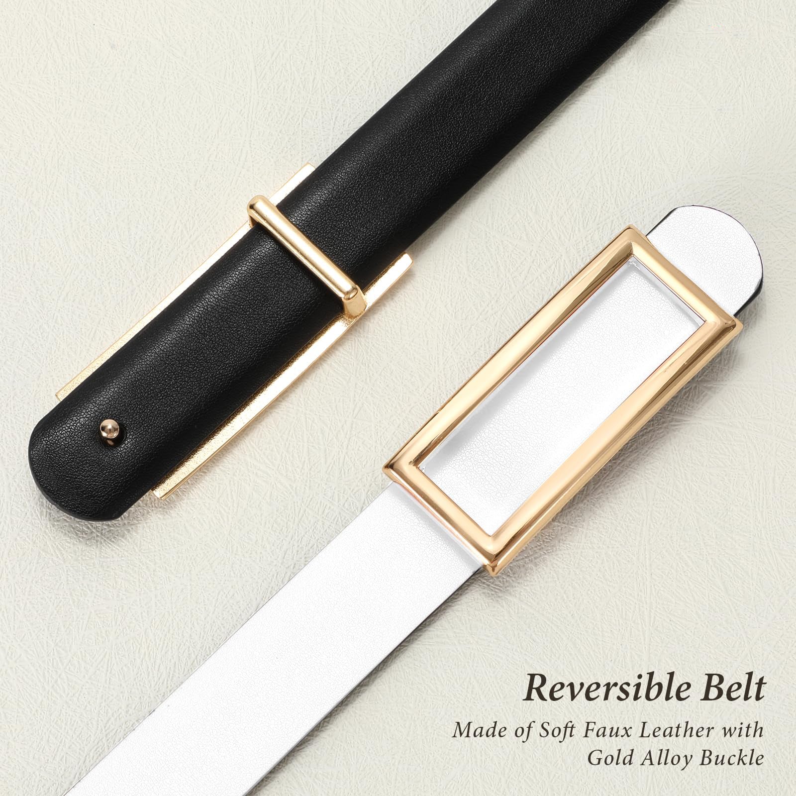 Reversible Waist Belt with Square Buckle