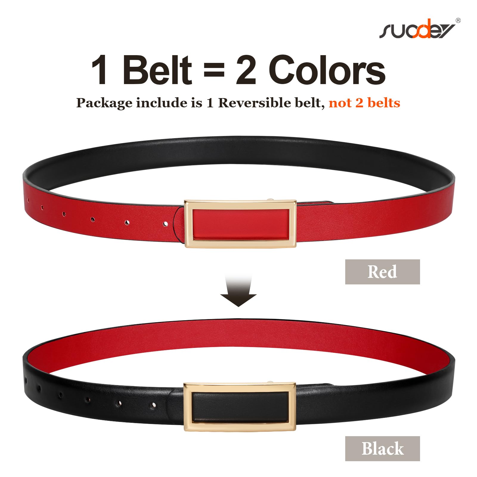 Reversible Waist Belt with Square Buckle