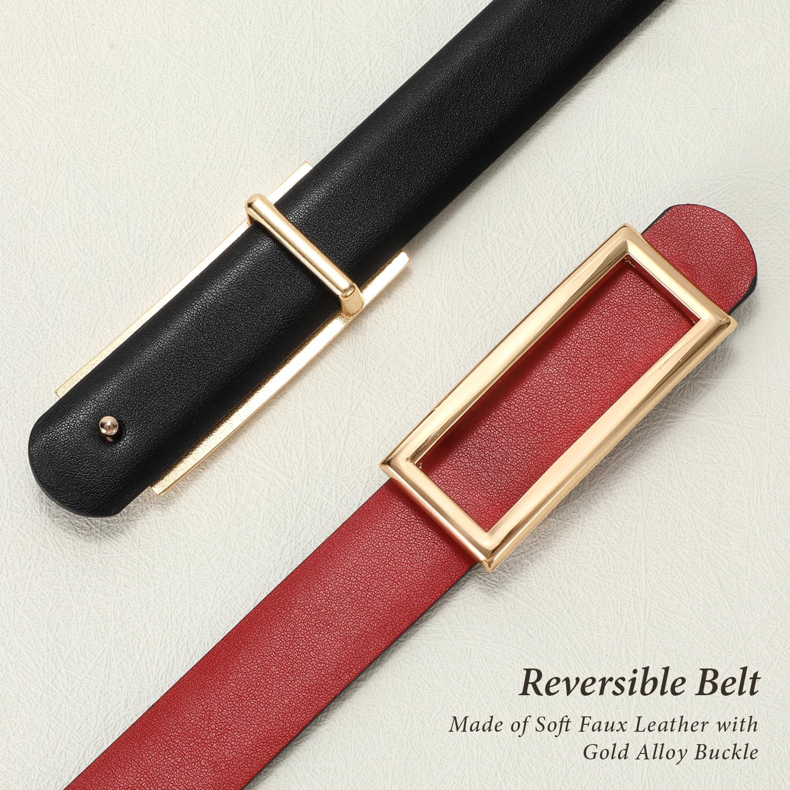 Reversible Waist Belt with Square Buckle