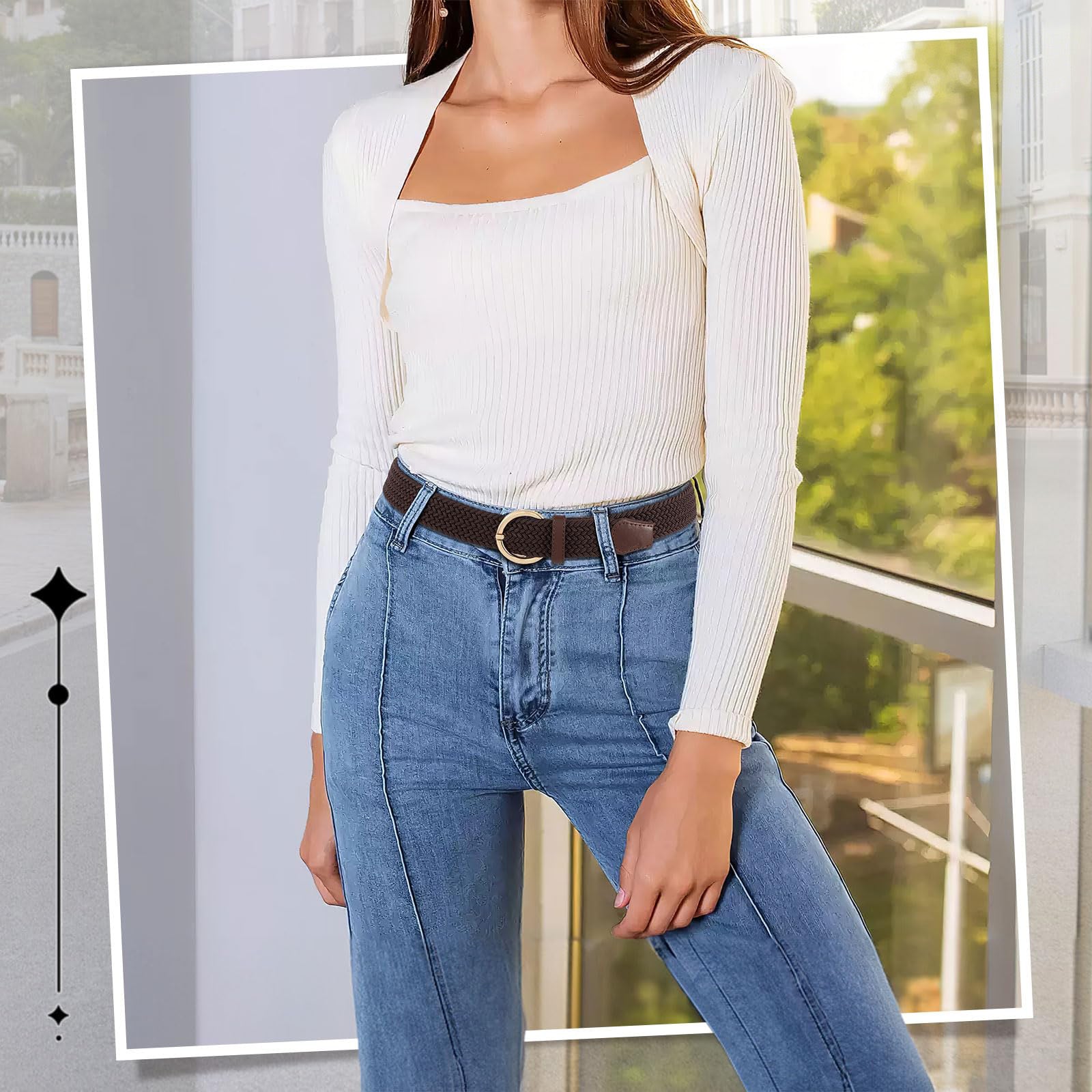 Women Men Woven Elastic Stretch Braided Waist Belt