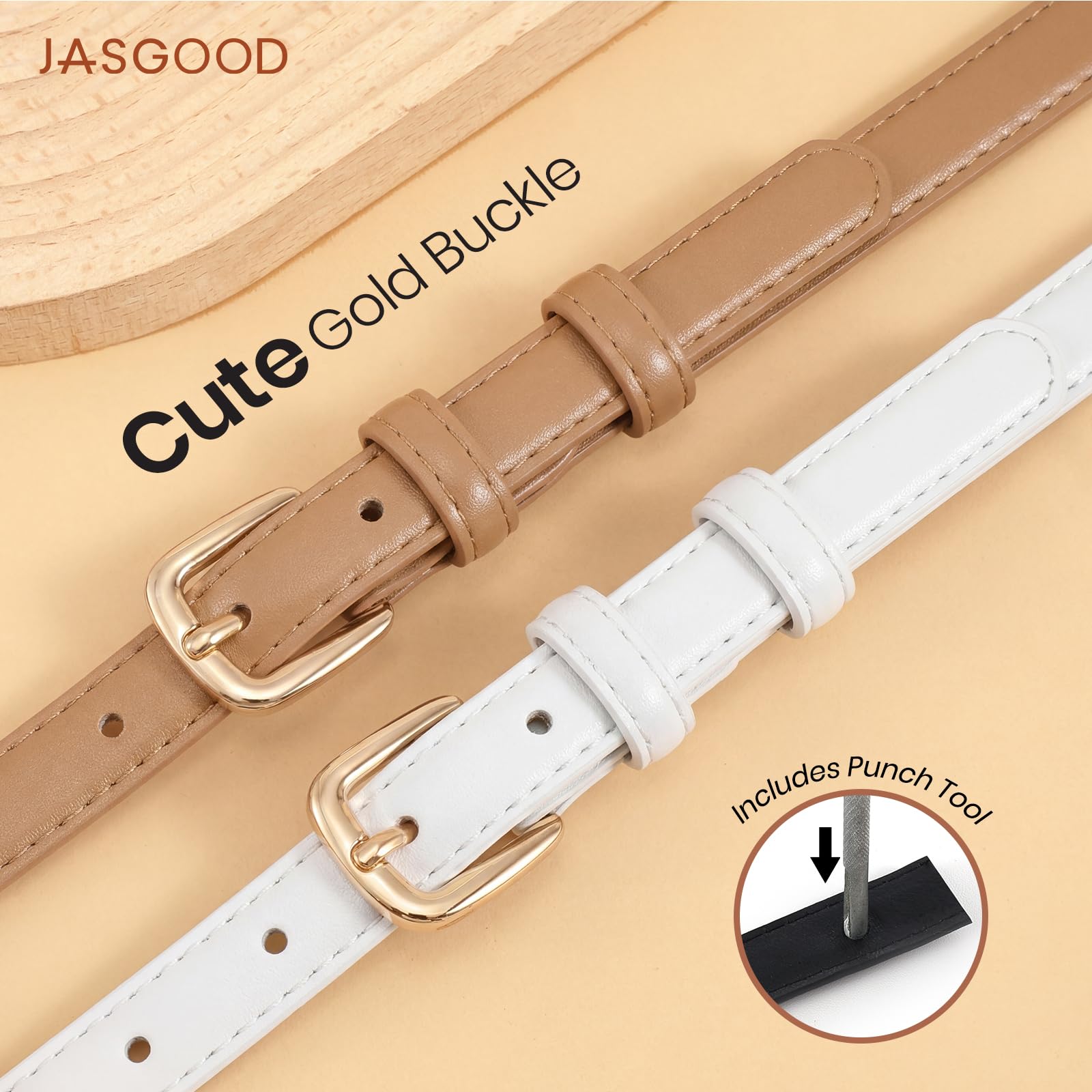 21 Colors Ladies Belt with Gold Buckle