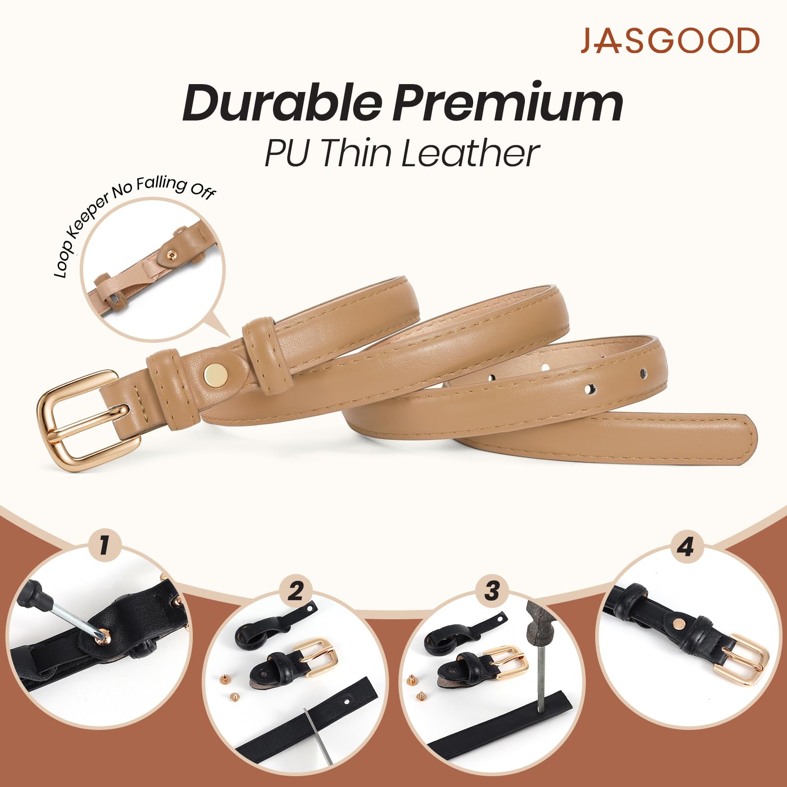 21 Colors Ladies Belt with Gold Buckle