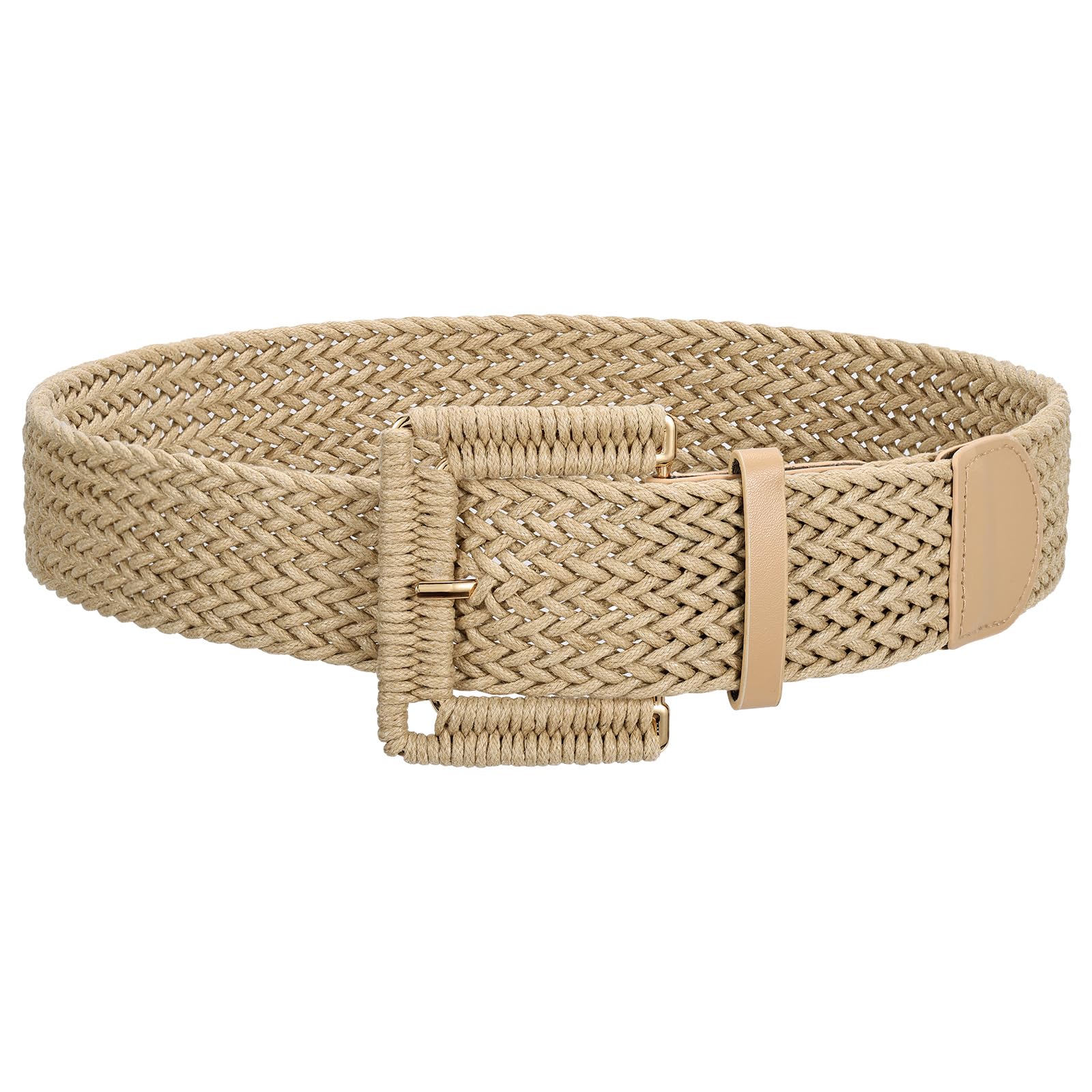 Rattan Waist Belt with Square Buckle