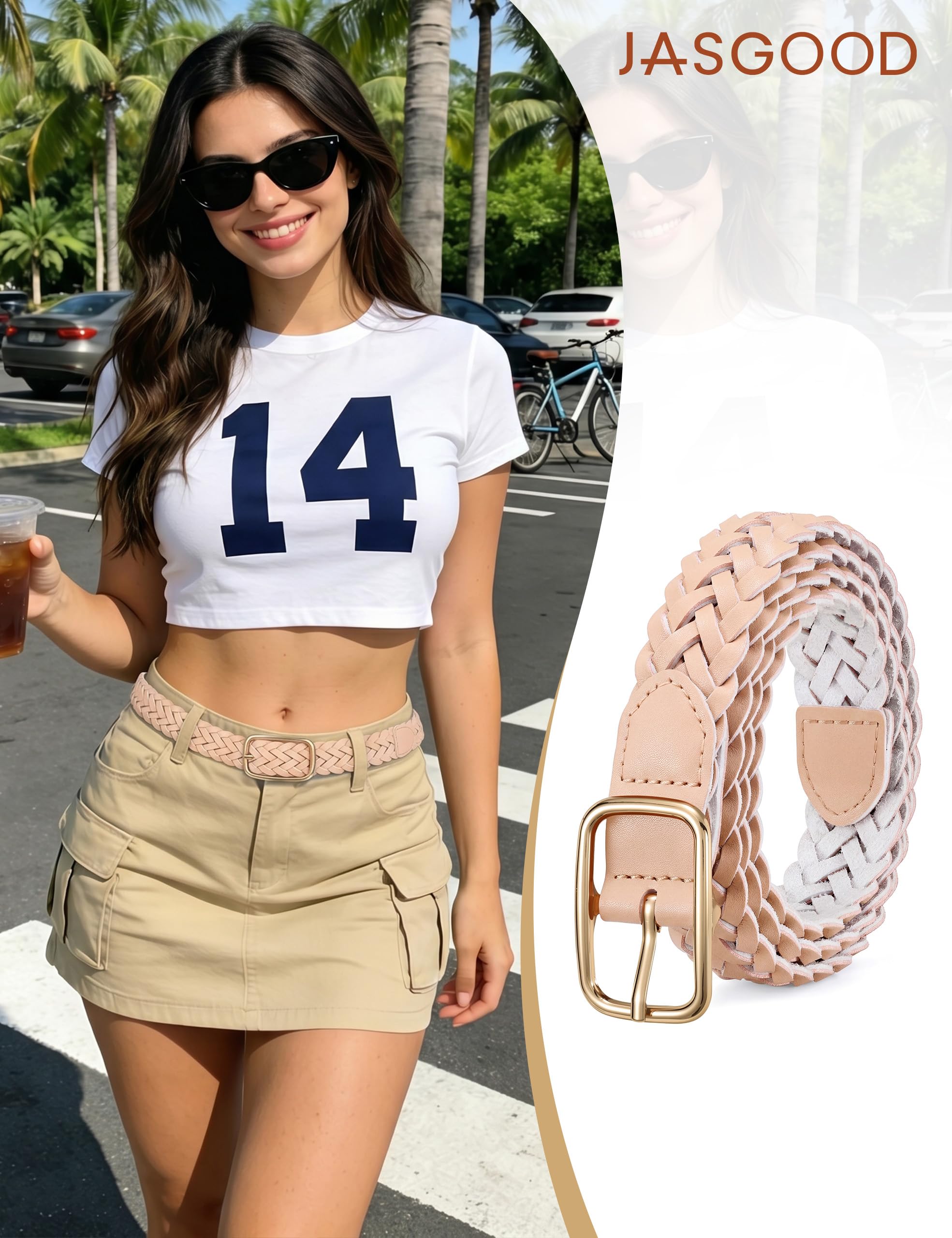 No-Hole Braided Leather Belts Plus Size