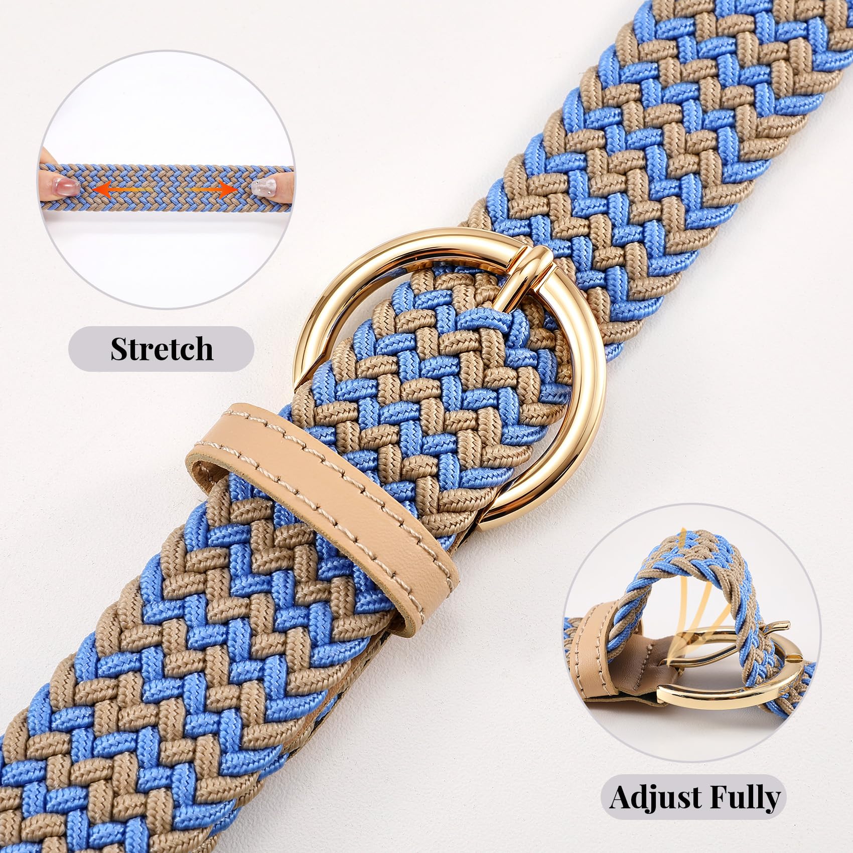 Women Men Woven Elastic Stretch Braided Waist Belt