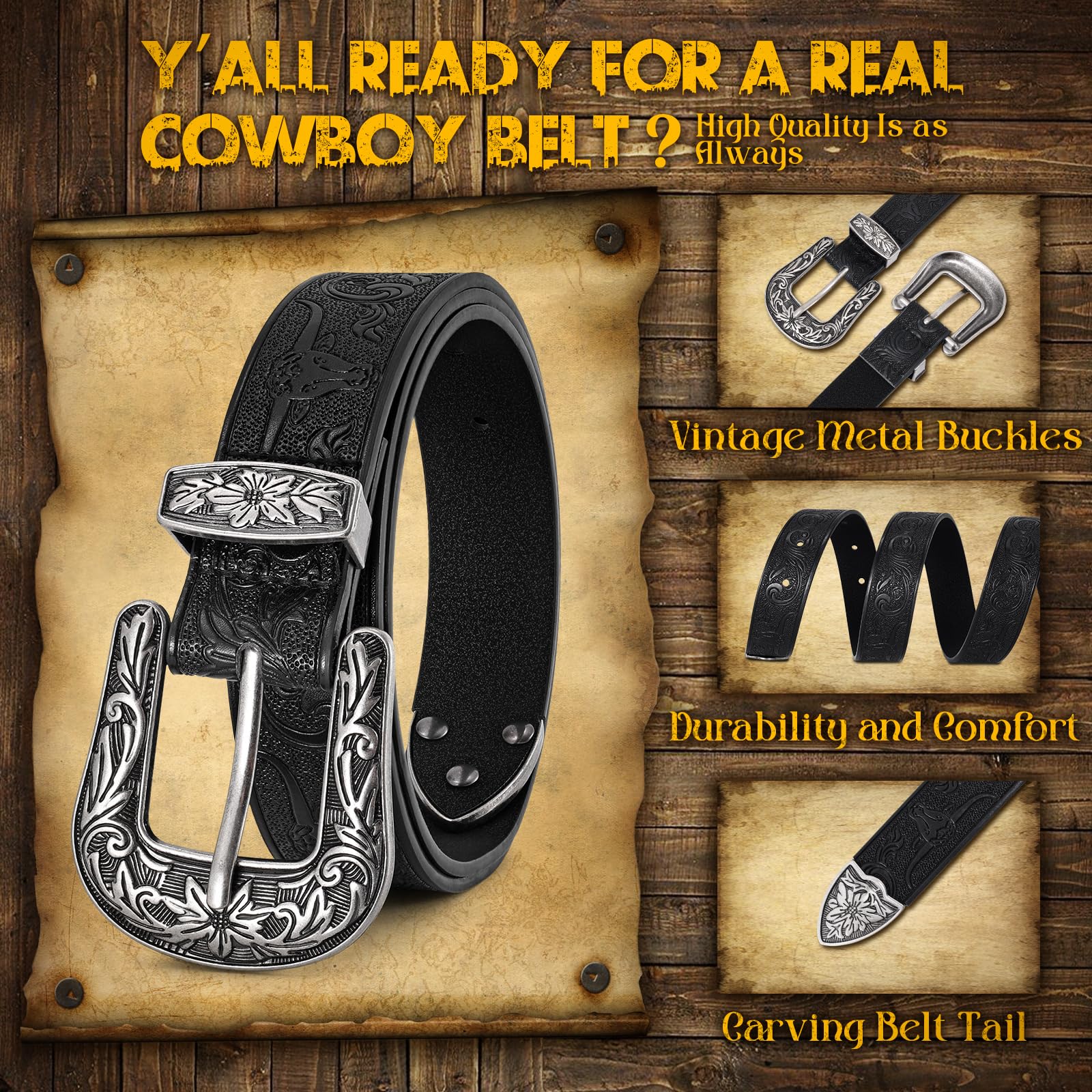 Vintage Western Design Belt for Pants Jeans Dresses - JASGOOD OFFICIAL