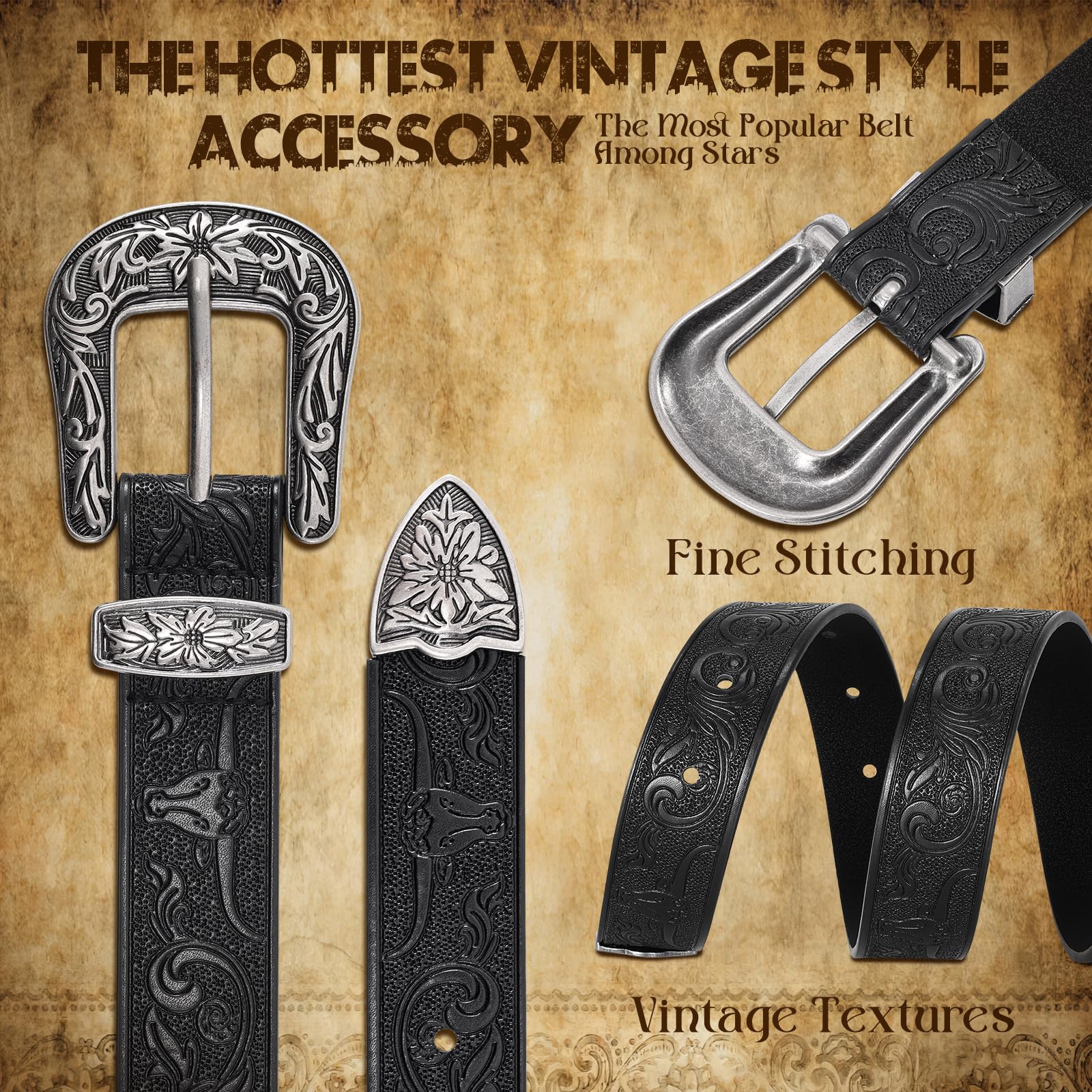 Vintage Western Design Belt for Pants Jeans Dresses - JASGOOD OFFICIAL