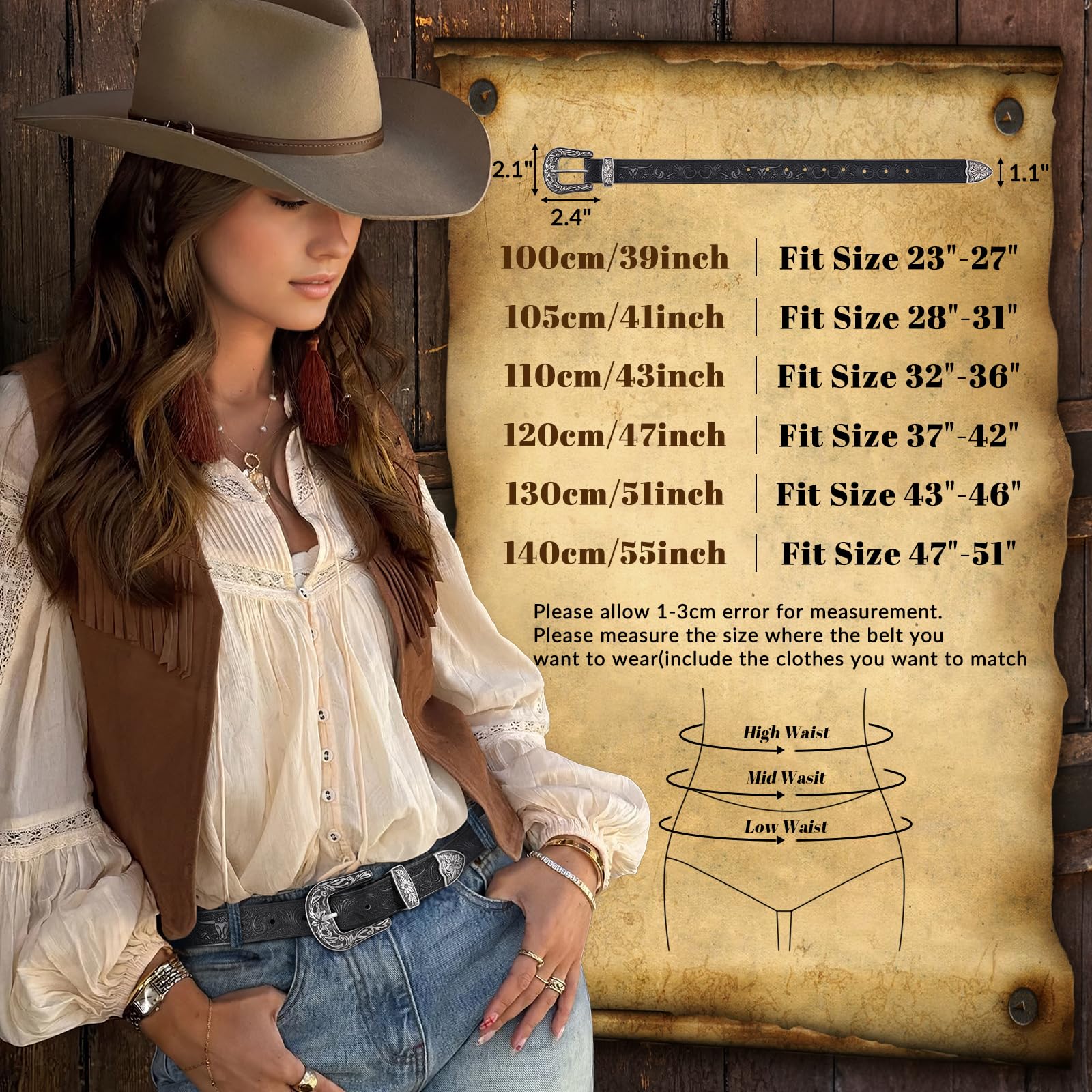 Vintage Western Design Belt for Pants Jeans Dresses - JASGOOD OFFICIAL