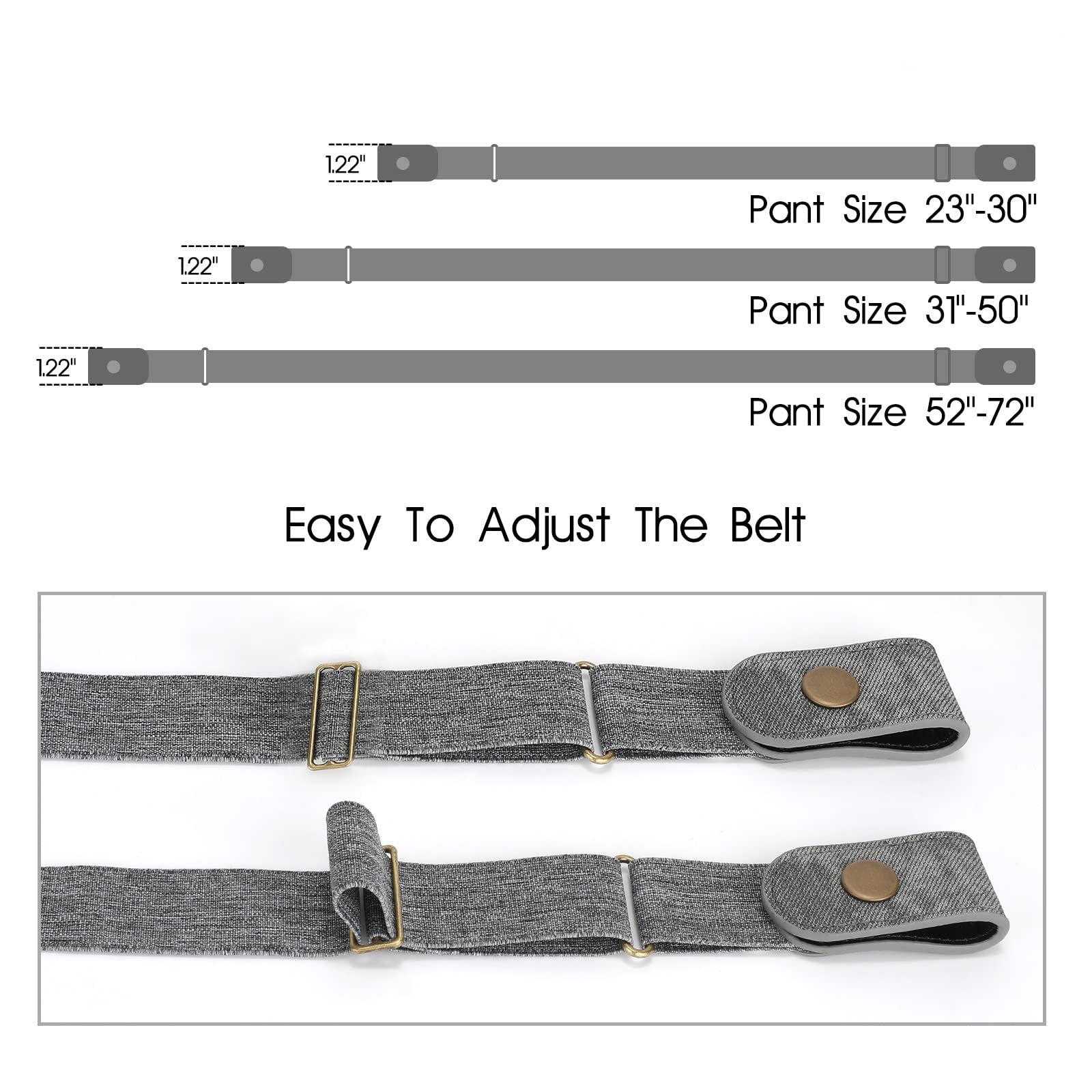 Unisex No Buckle Stretch Belt for Women Men