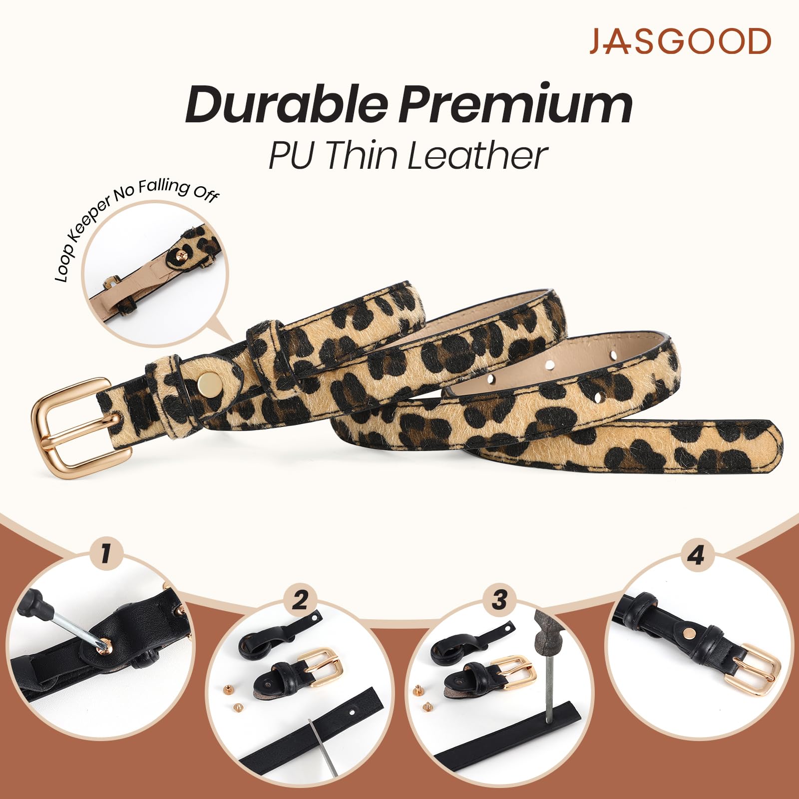 21 Colors Ladies Belt with Gold Buckle