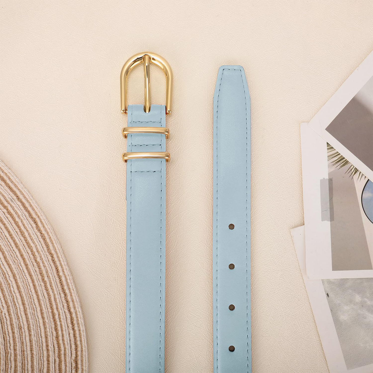 Women Skinny Vegan Leather Belt for Jeans