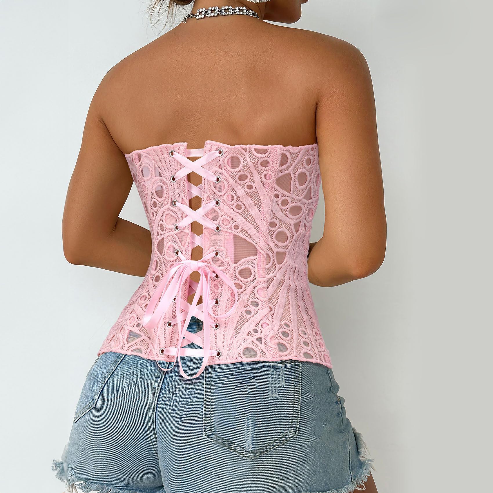 Lace Up Corset Bustier Top