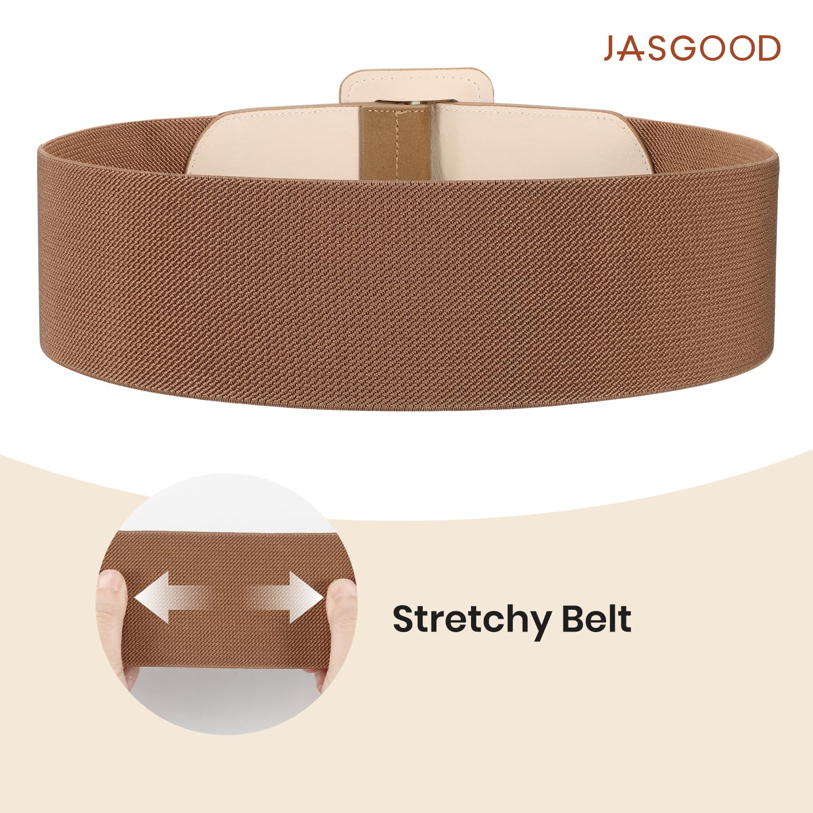 Elastic Suede Wide Belt with Vintage Chunky Square Buckle