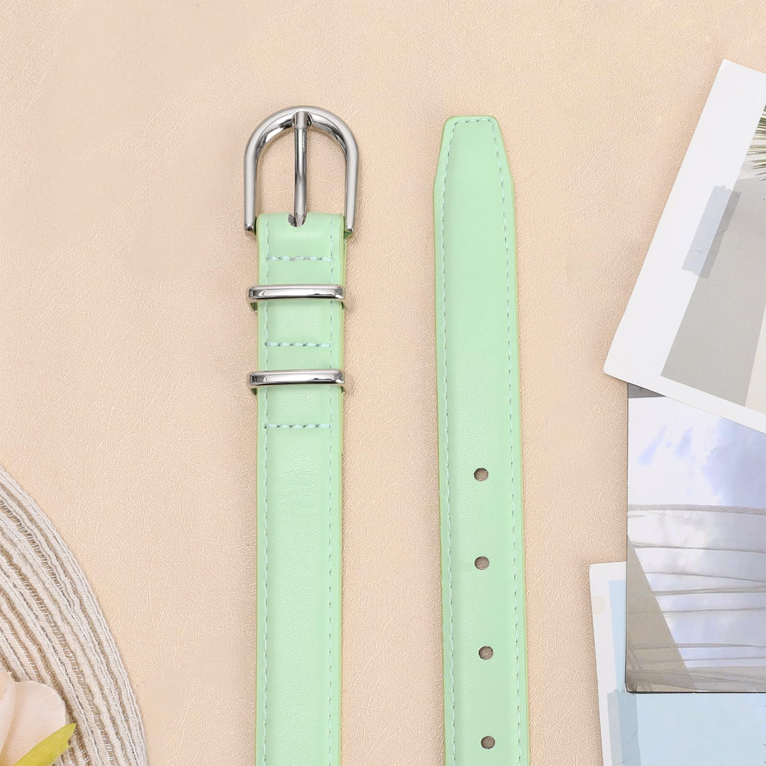 Women Skinny Vegan Leather Belt for Jeans