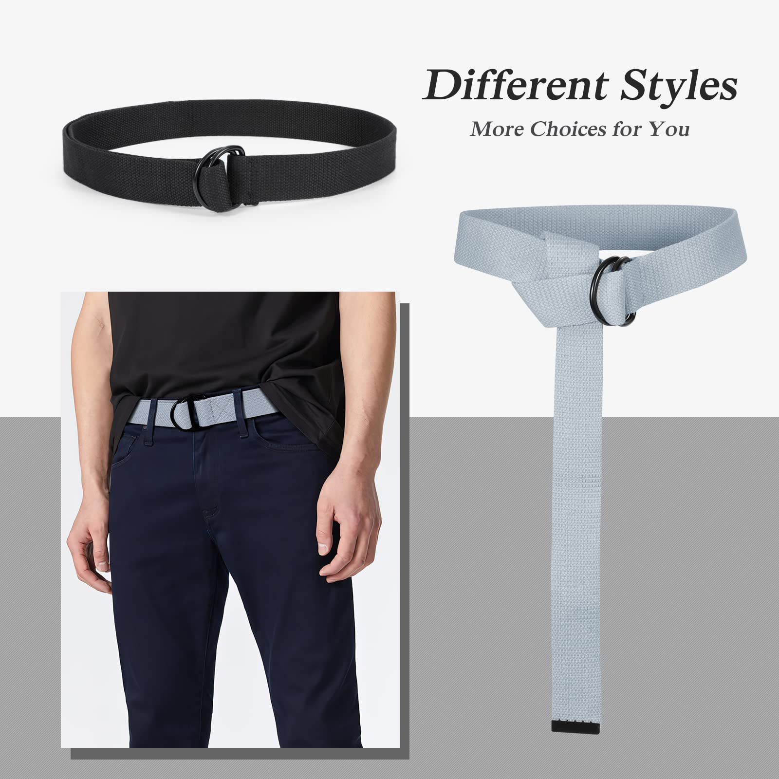 Double D-ring Design Canvas Belt For Men Women