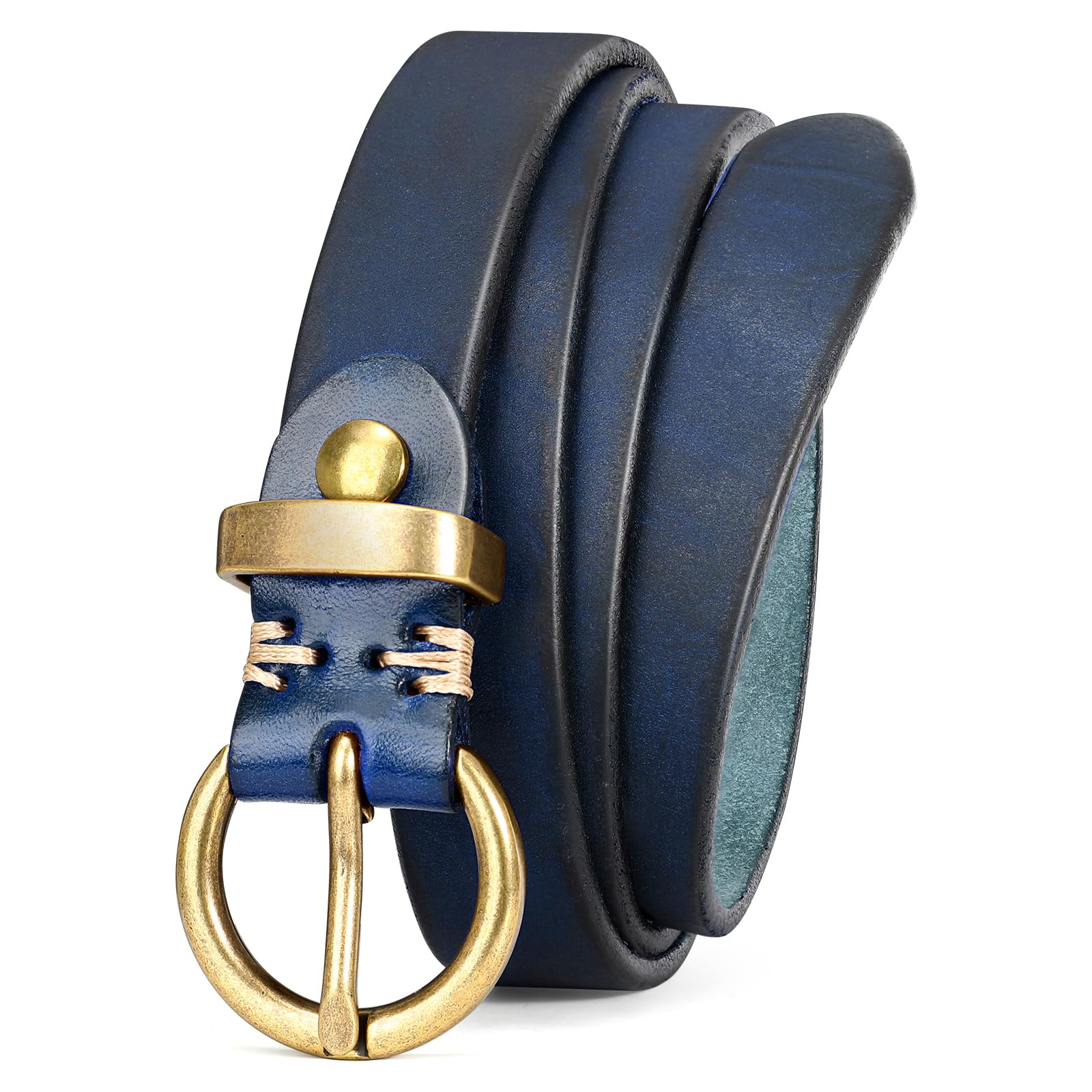 Vintage Cowhide Skinny Leather Belt - JASGOOD OFFICIAL