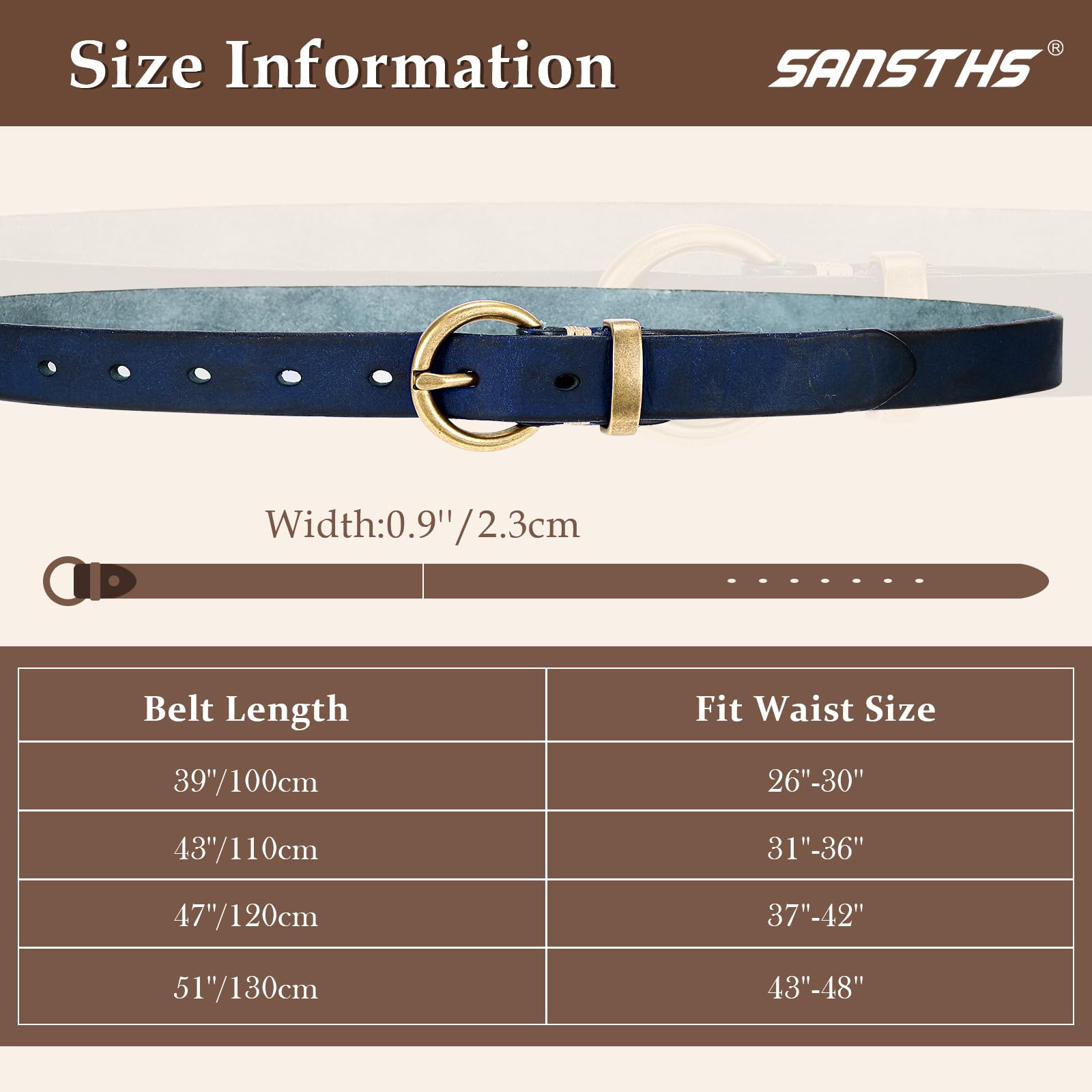 Vintage Cowhide Skinny Leather Belt - JASGOOD OFFICIAL