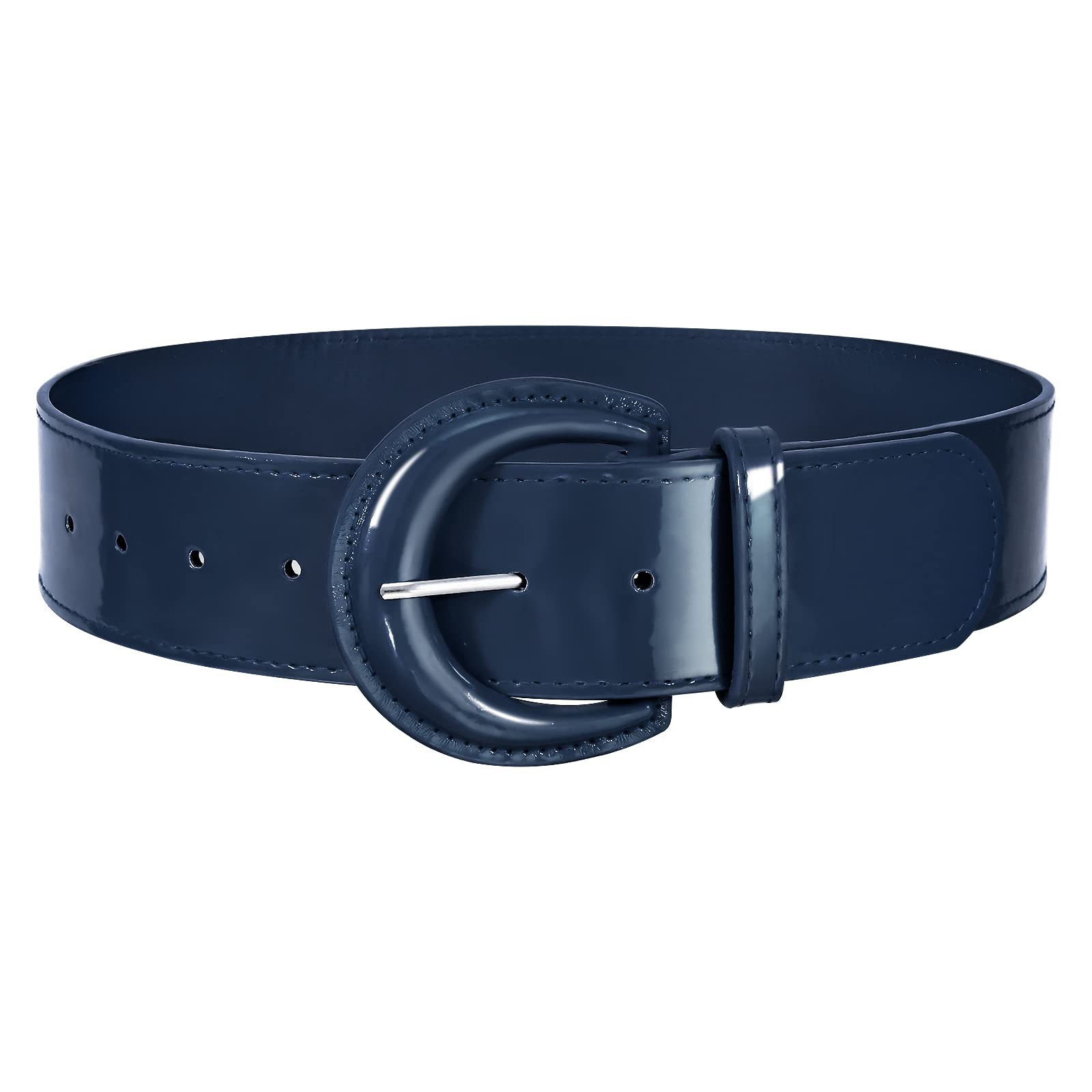 Wide Patent Leather Belt For Coat