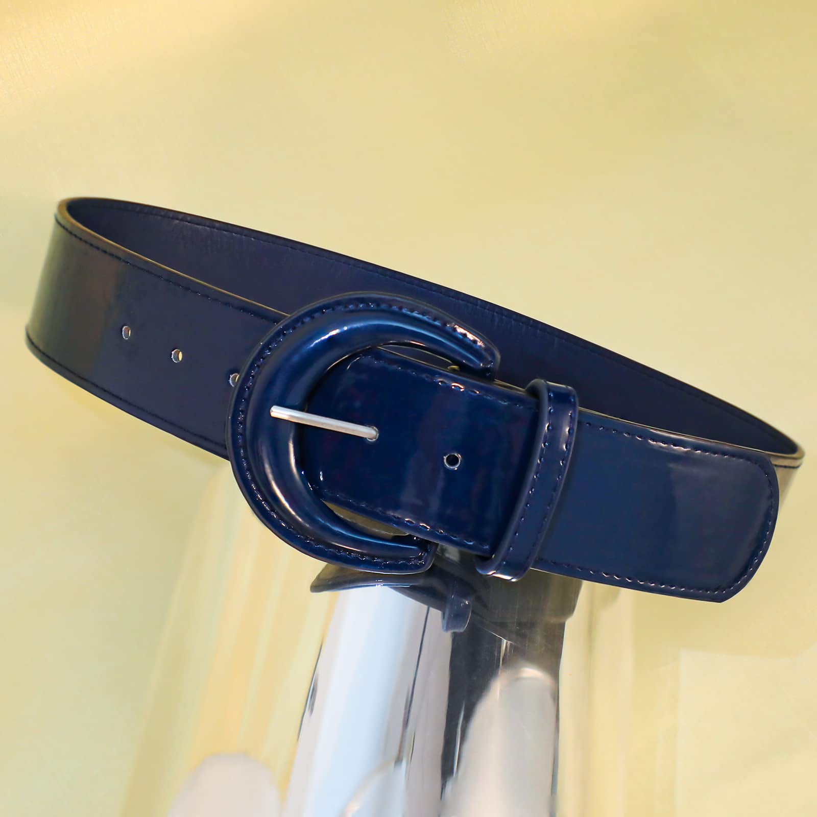 Wide Patent Leather Belt For Coat