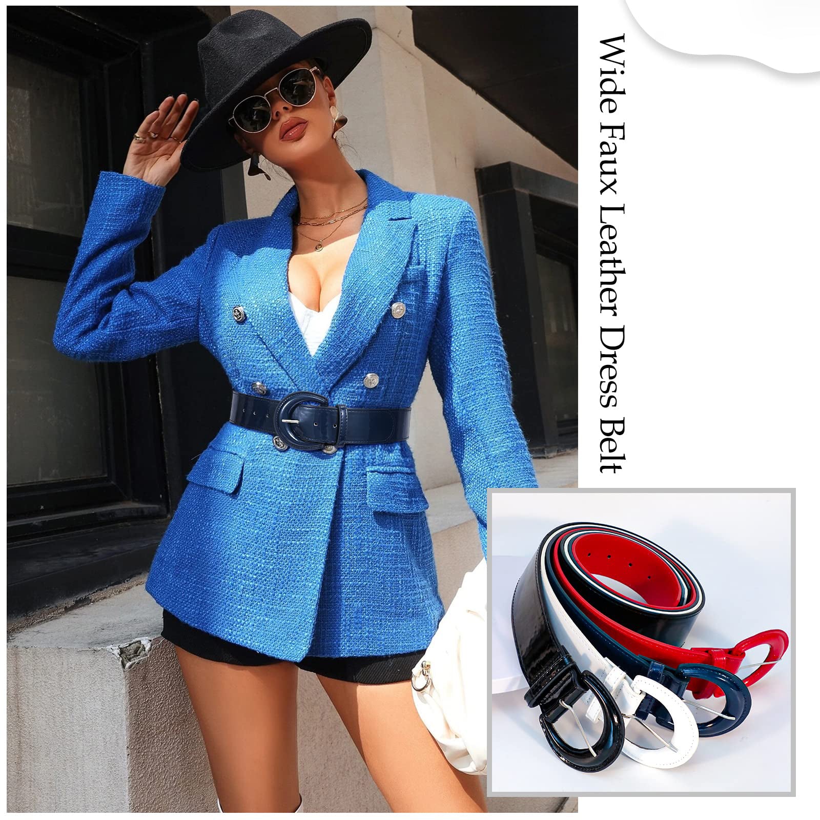Wide Patent Leather Belt For Coat