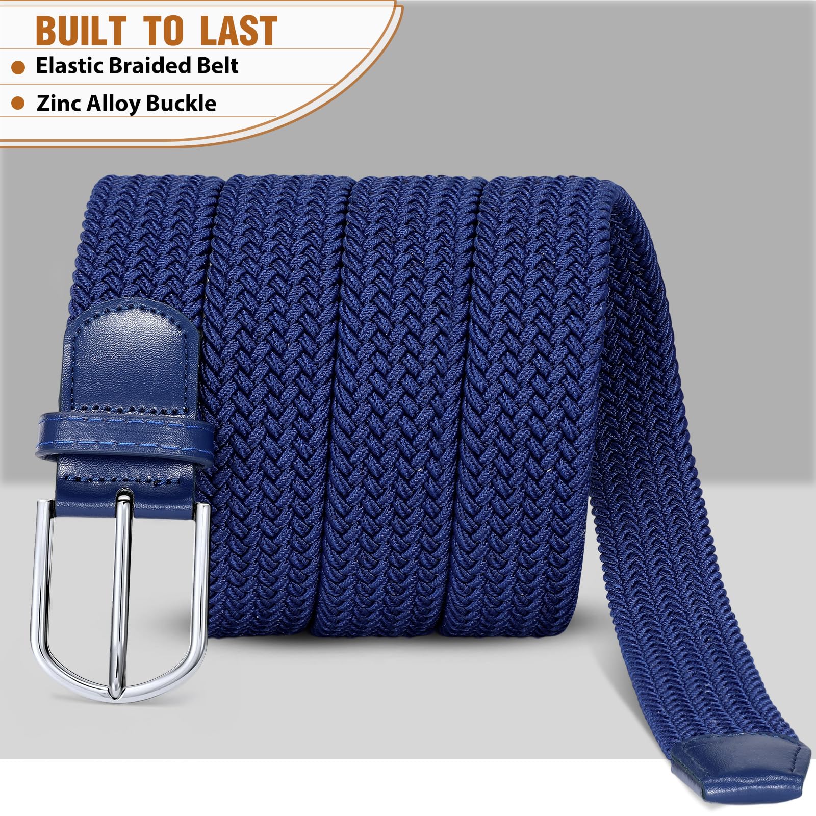 Braided Stretch Belt for Men Women
