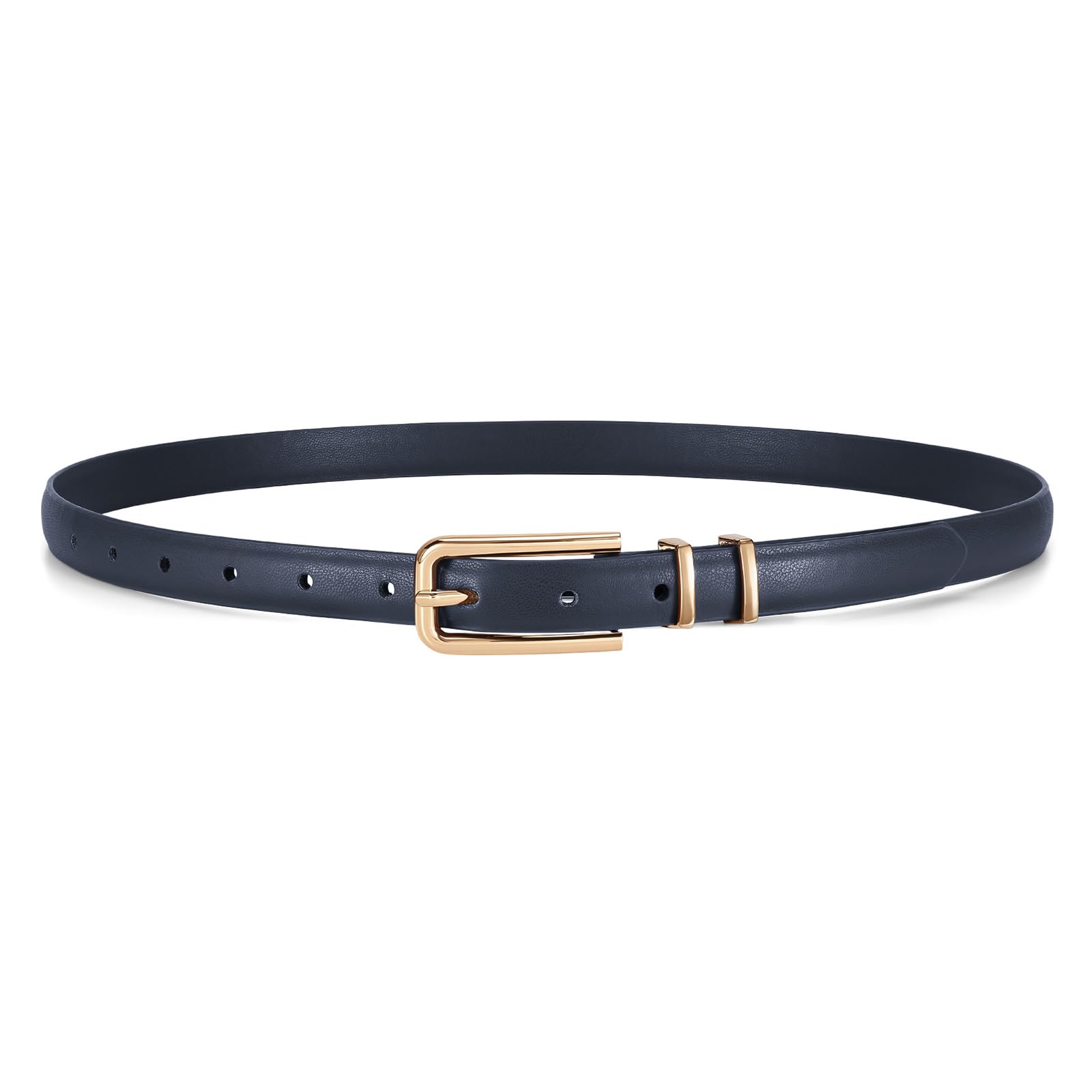 Thin Waist Belt with Square Gold Buckle
