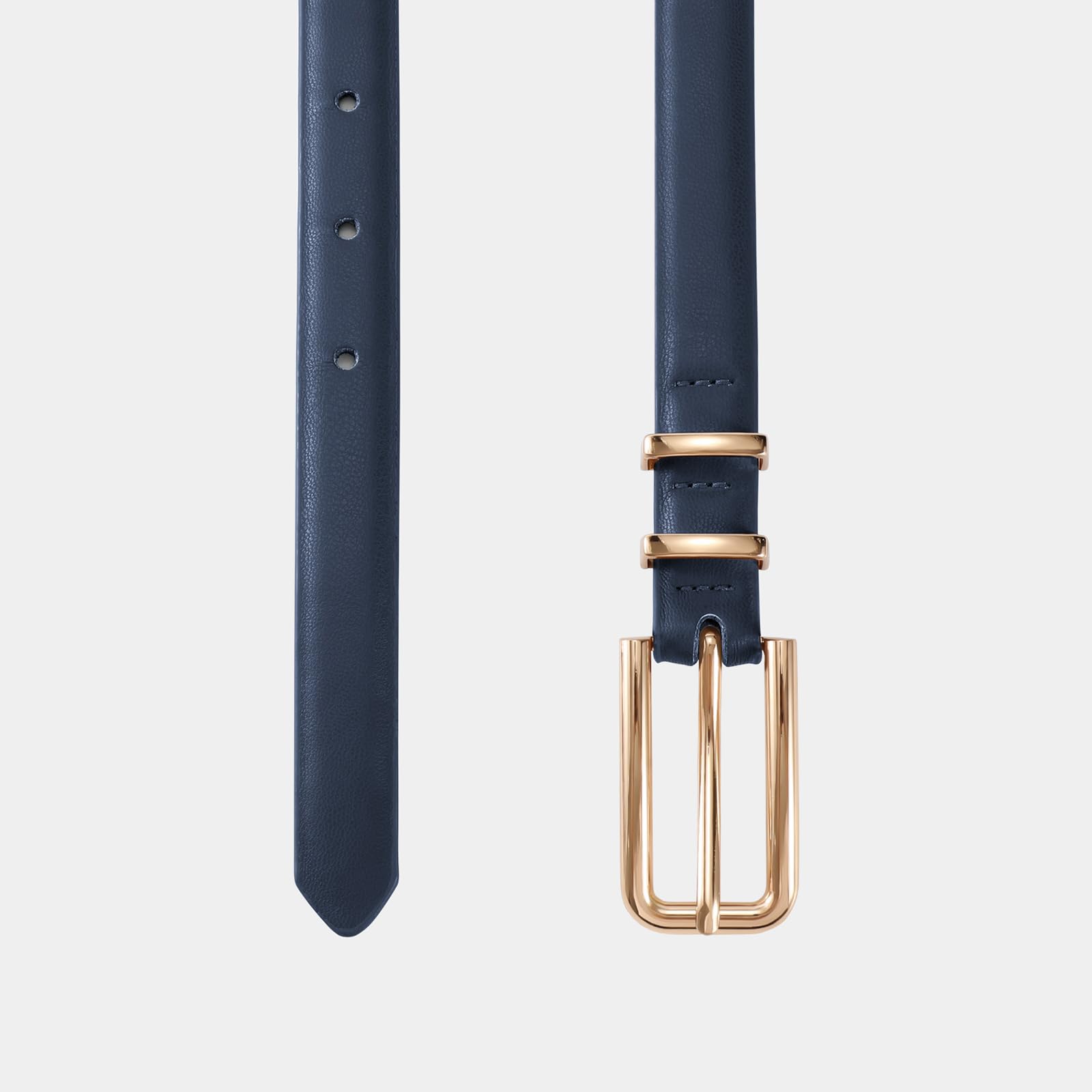 Thin Waist Belt with Square Gold Buckle
