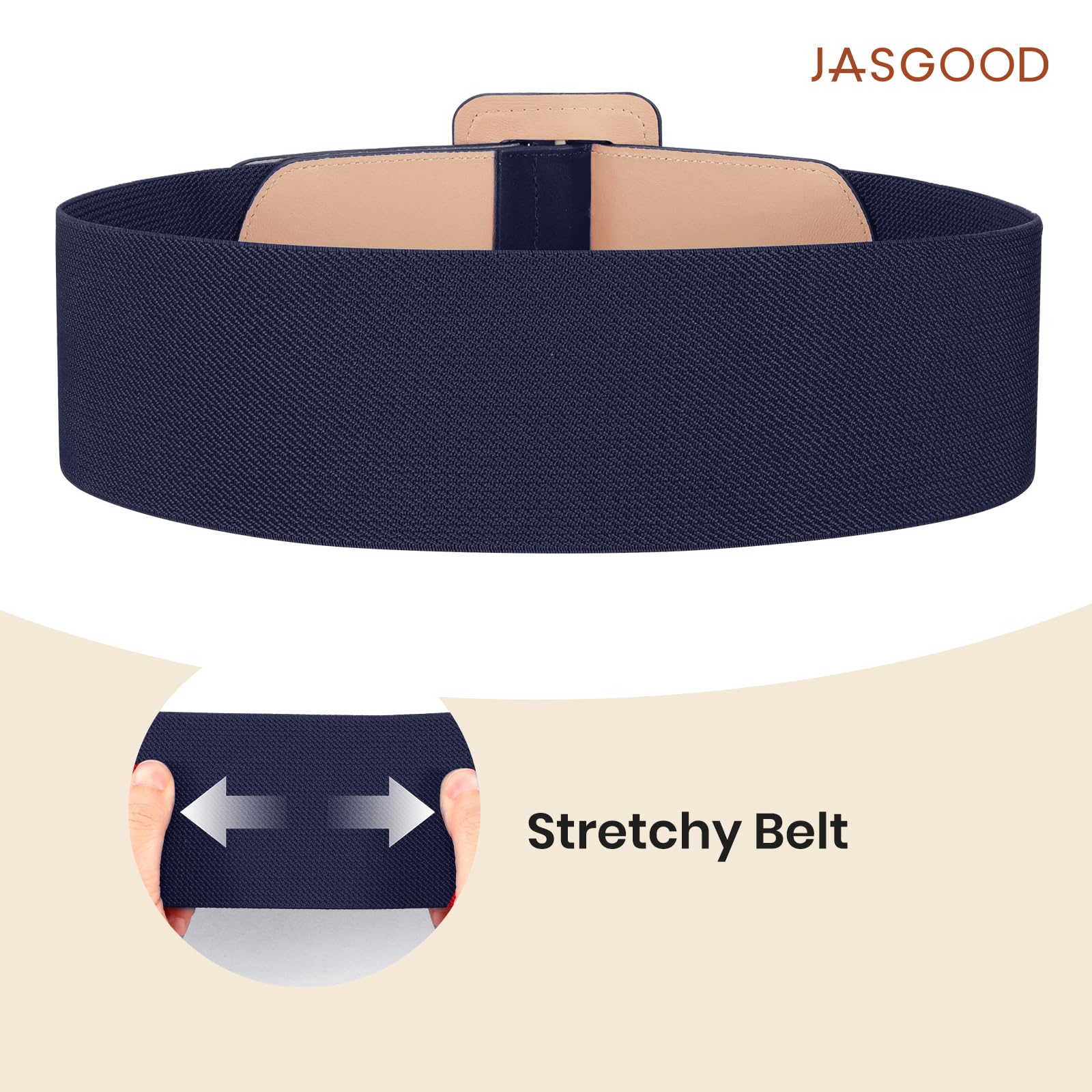 Elastic Suede Wide Belt with Vintage Chunky Square Buckle