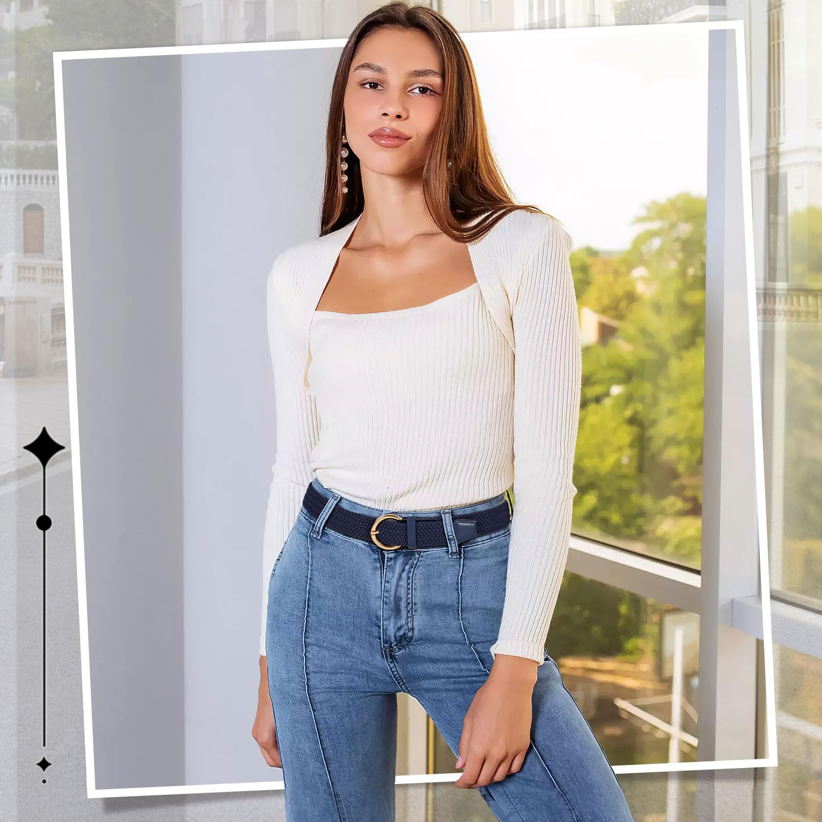 Women Men Woven Elastic Stretch Braided Waist Belt