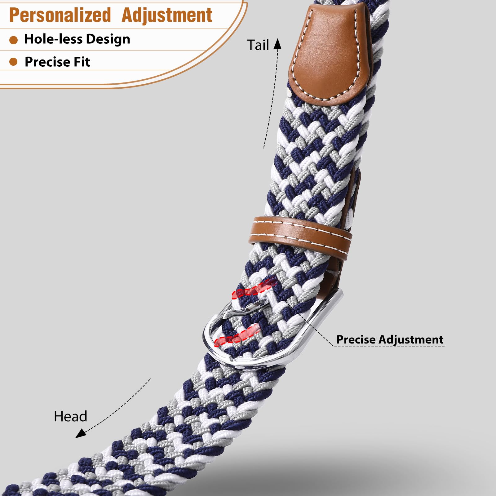 Braided Stretch Belt for Men Women