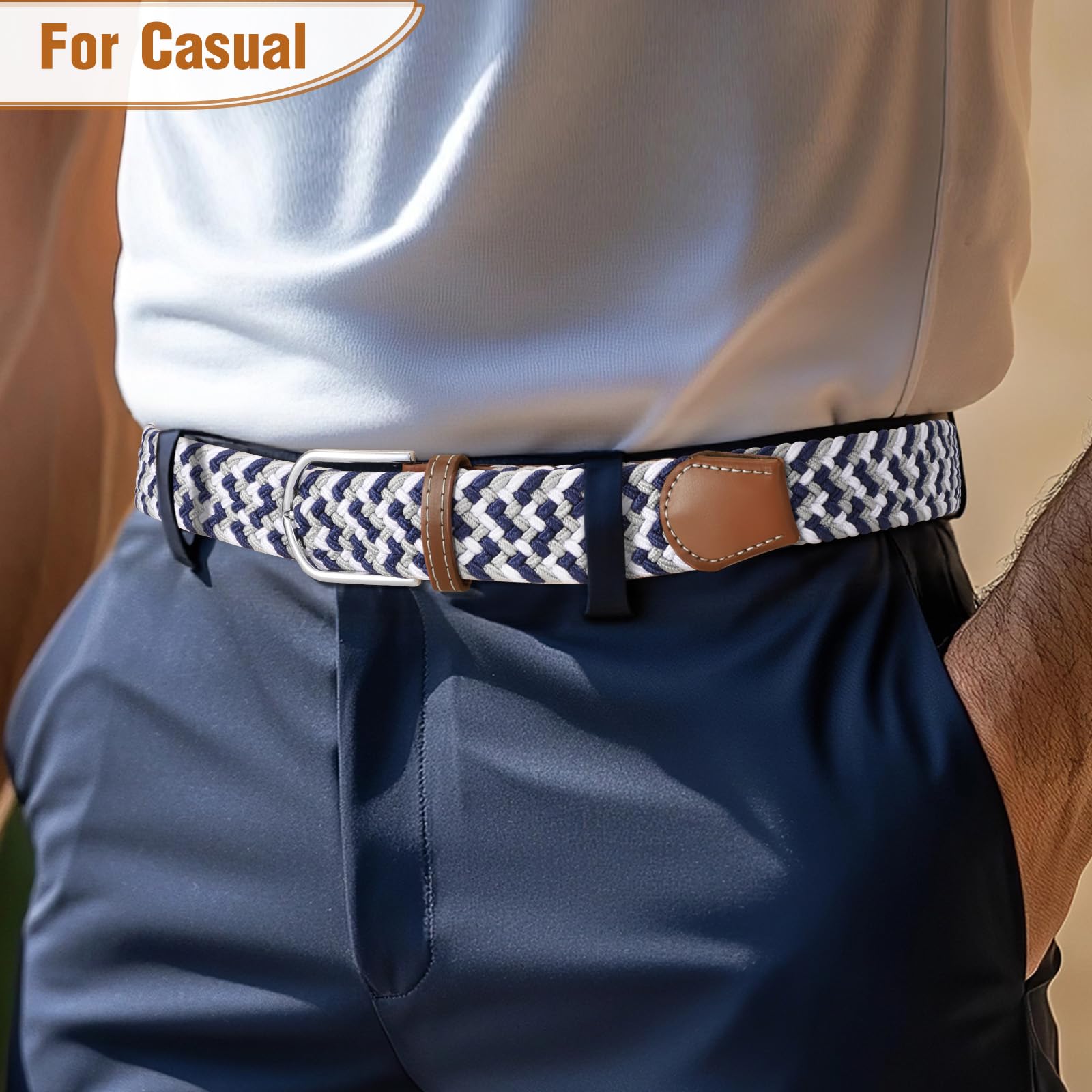 Braided Stretch Belt for Men Women