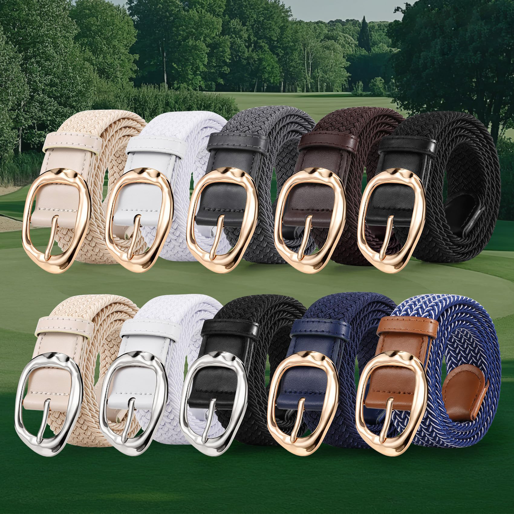 Women Braided Elastic Belt For Golf