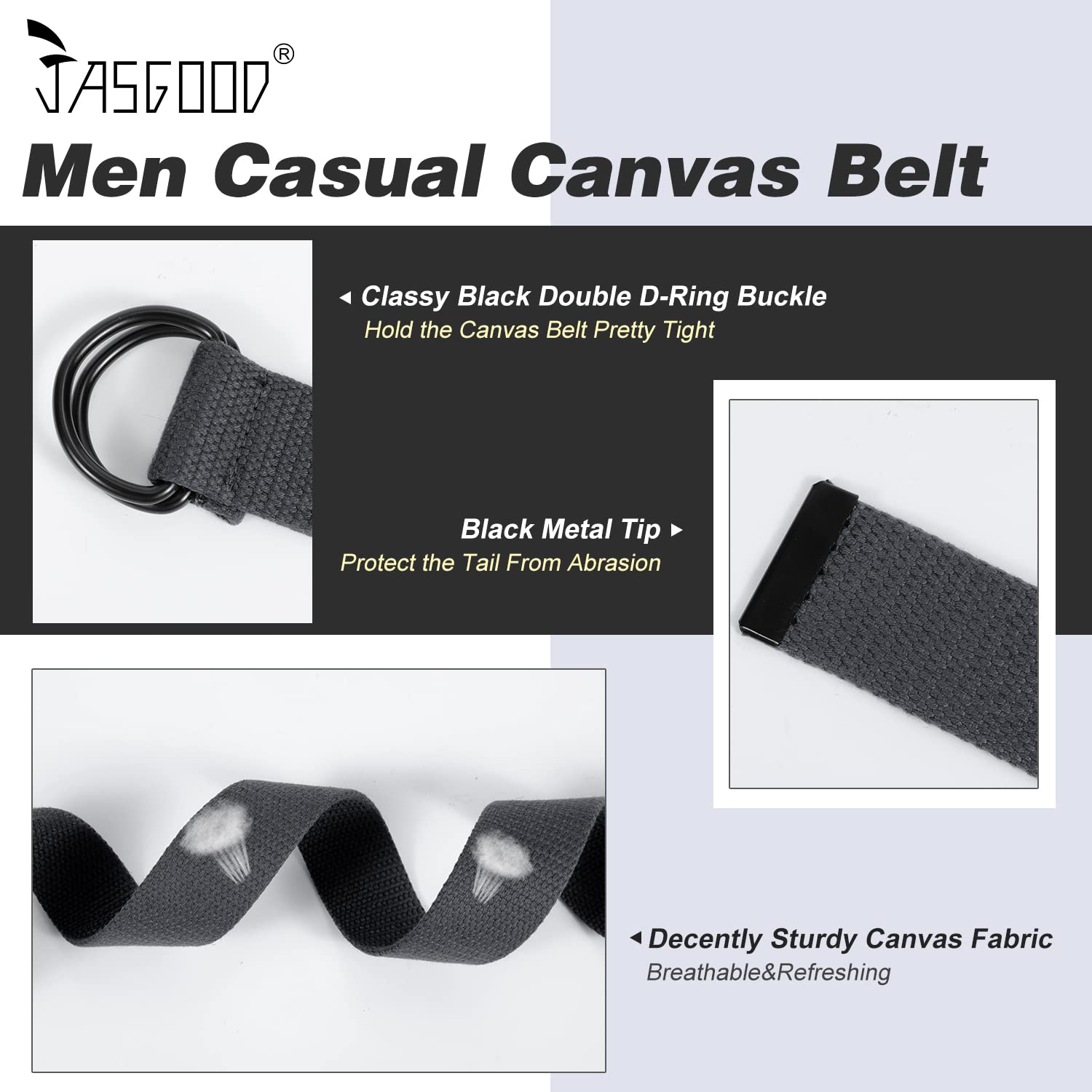 Double D-ring Design Canvas Belt For Men Women