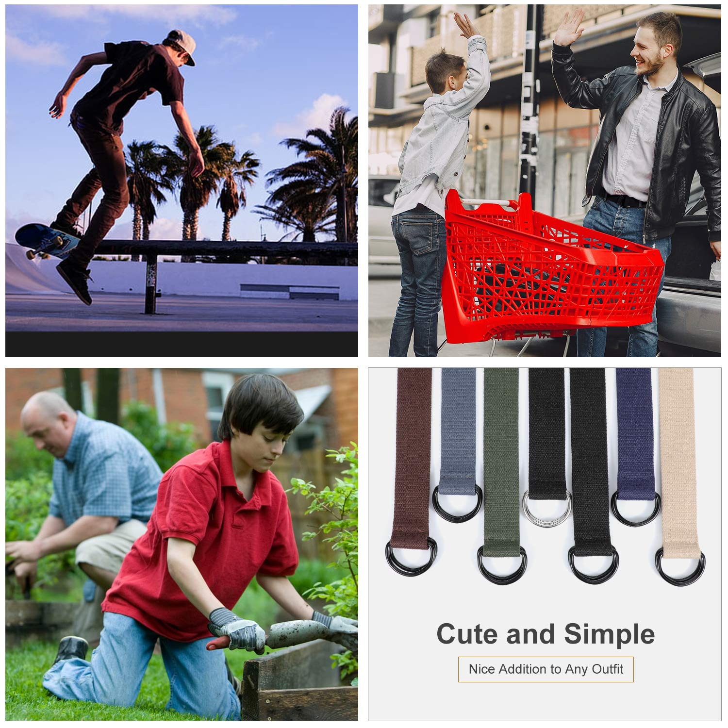 Double D-ring Design Canvas Belt For Men Women